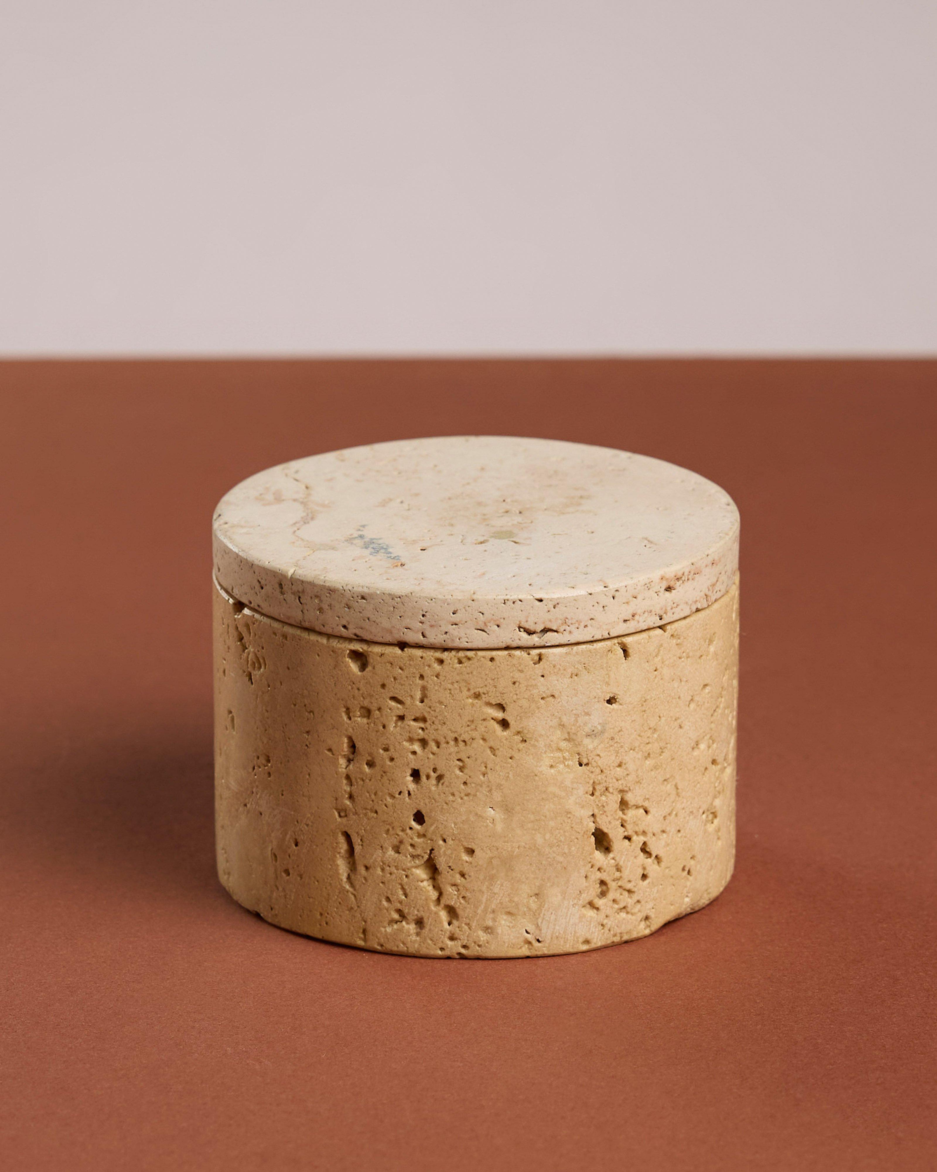 Bianco Travertine Canister -  Taupe