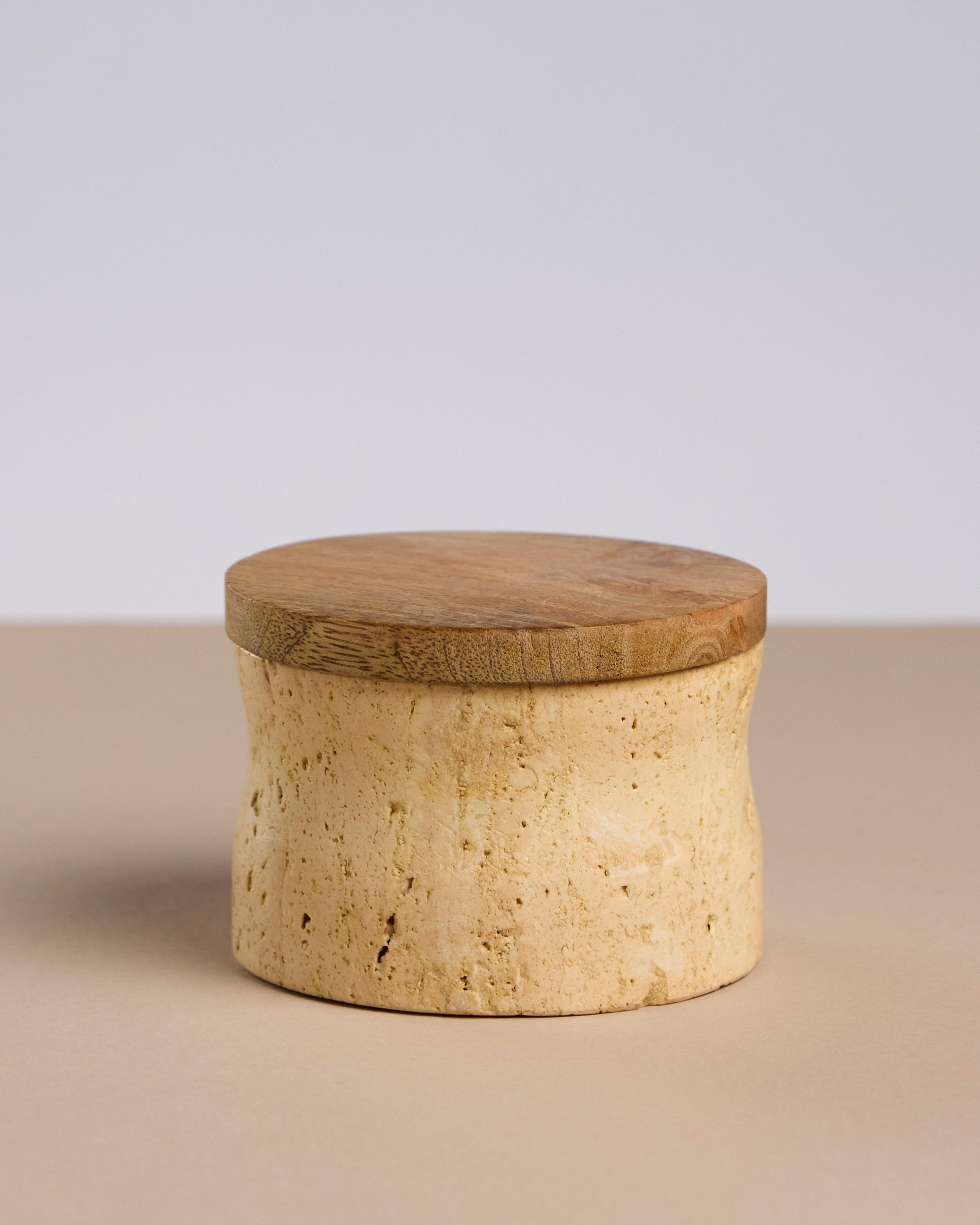 Tufo Travertine Canister -  Taupe
