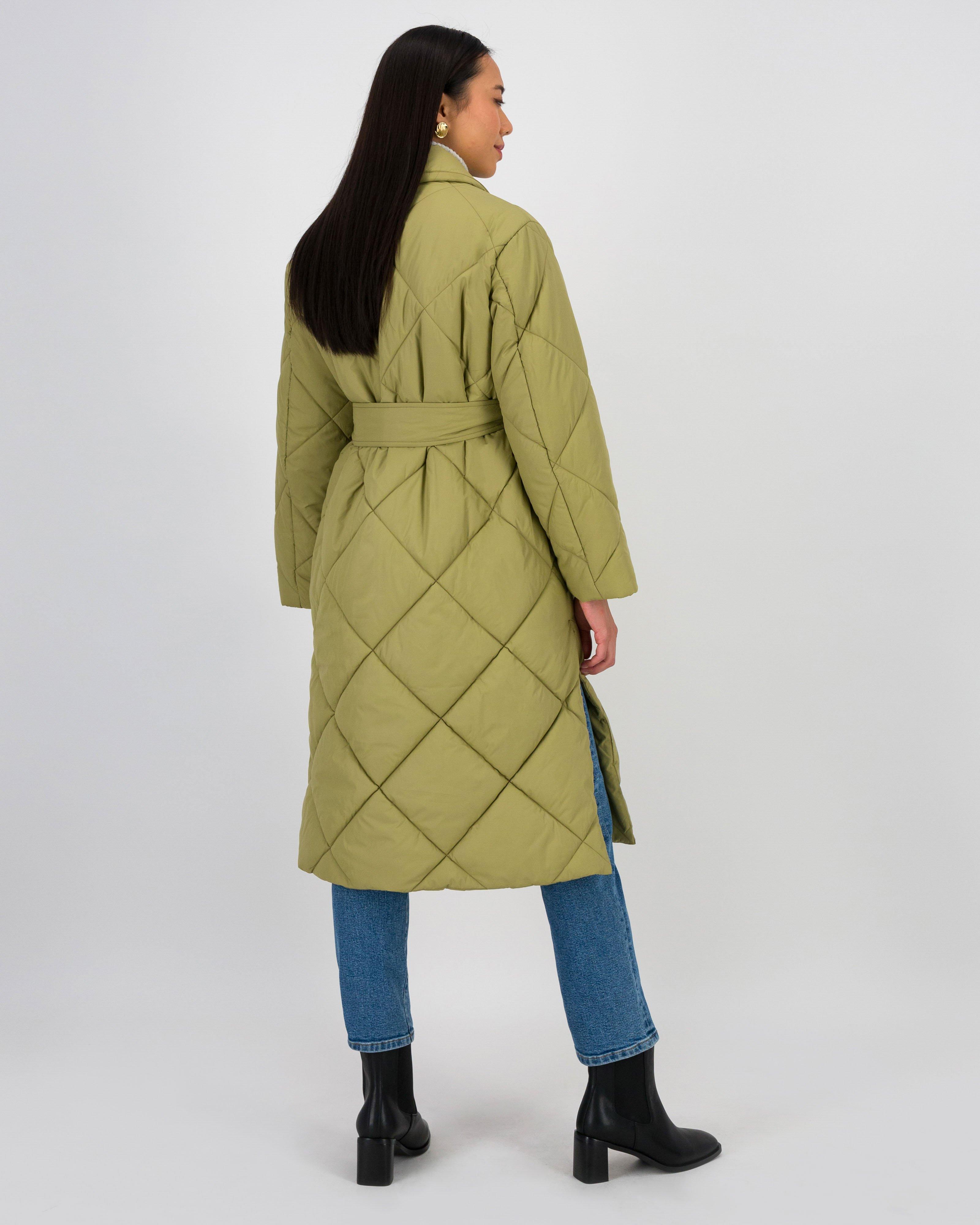 Amina Diamond Quilt Jacket -  Green