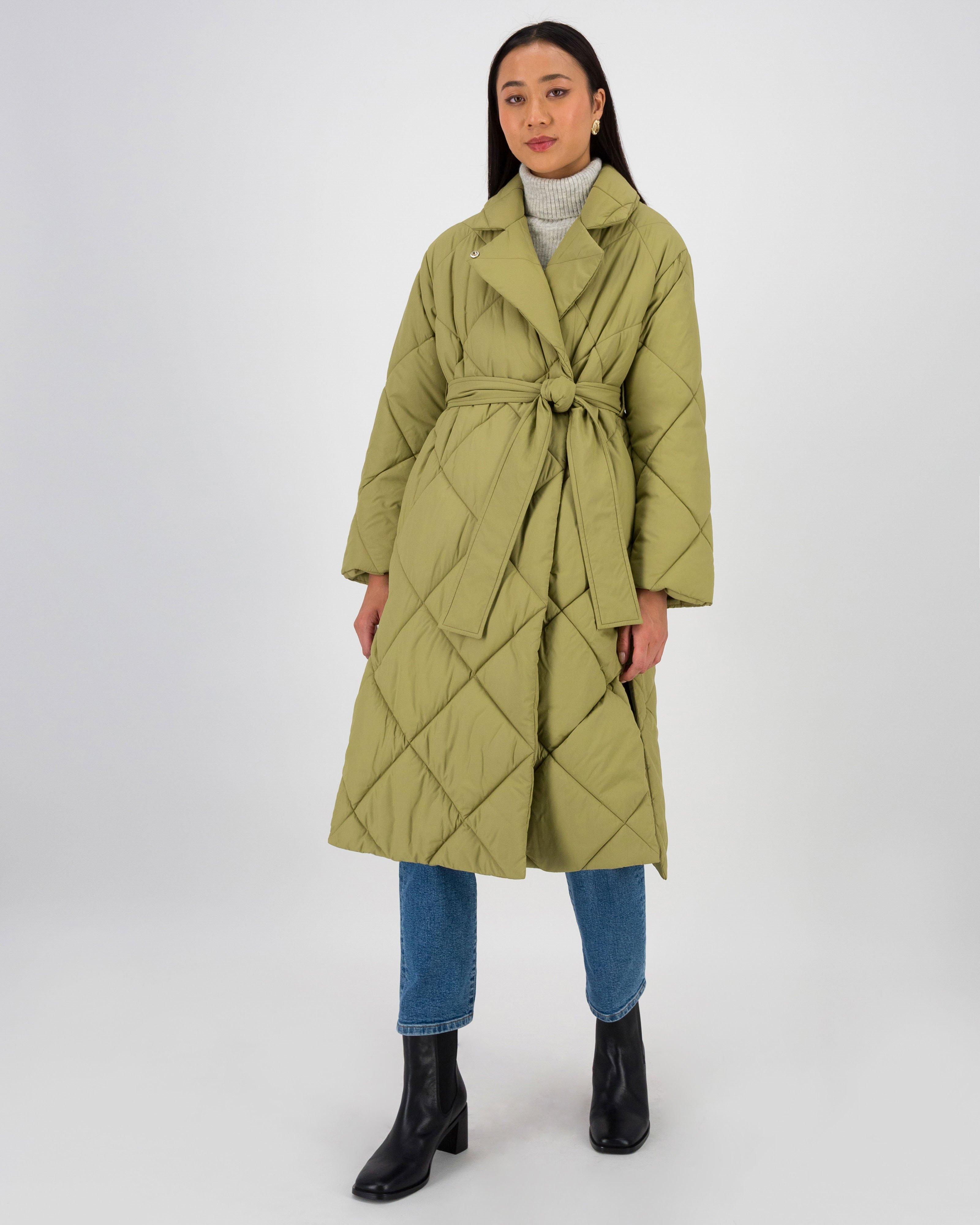 Amina Diamond Quilt Jacket -  Green