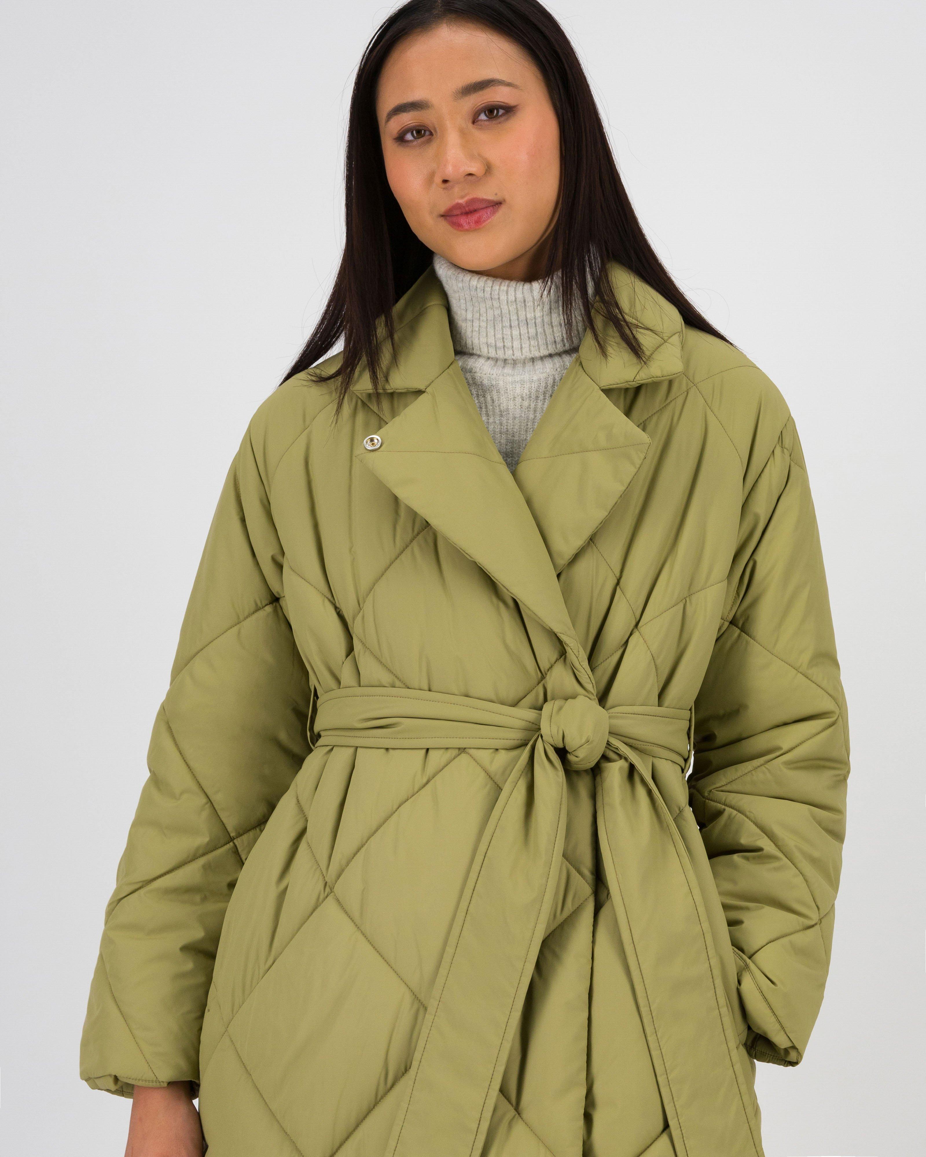 Amina Diamond Quilt Jacket -  Green