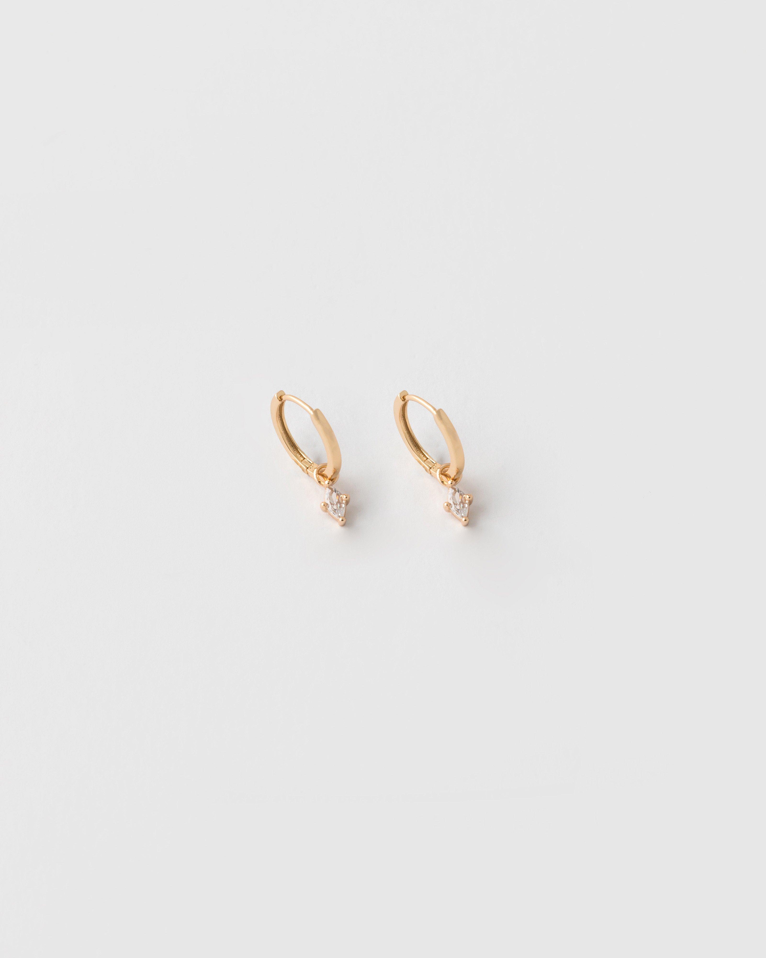 Sterling Silver Oval Cubic Zirconia Charm Earrings -  Gold