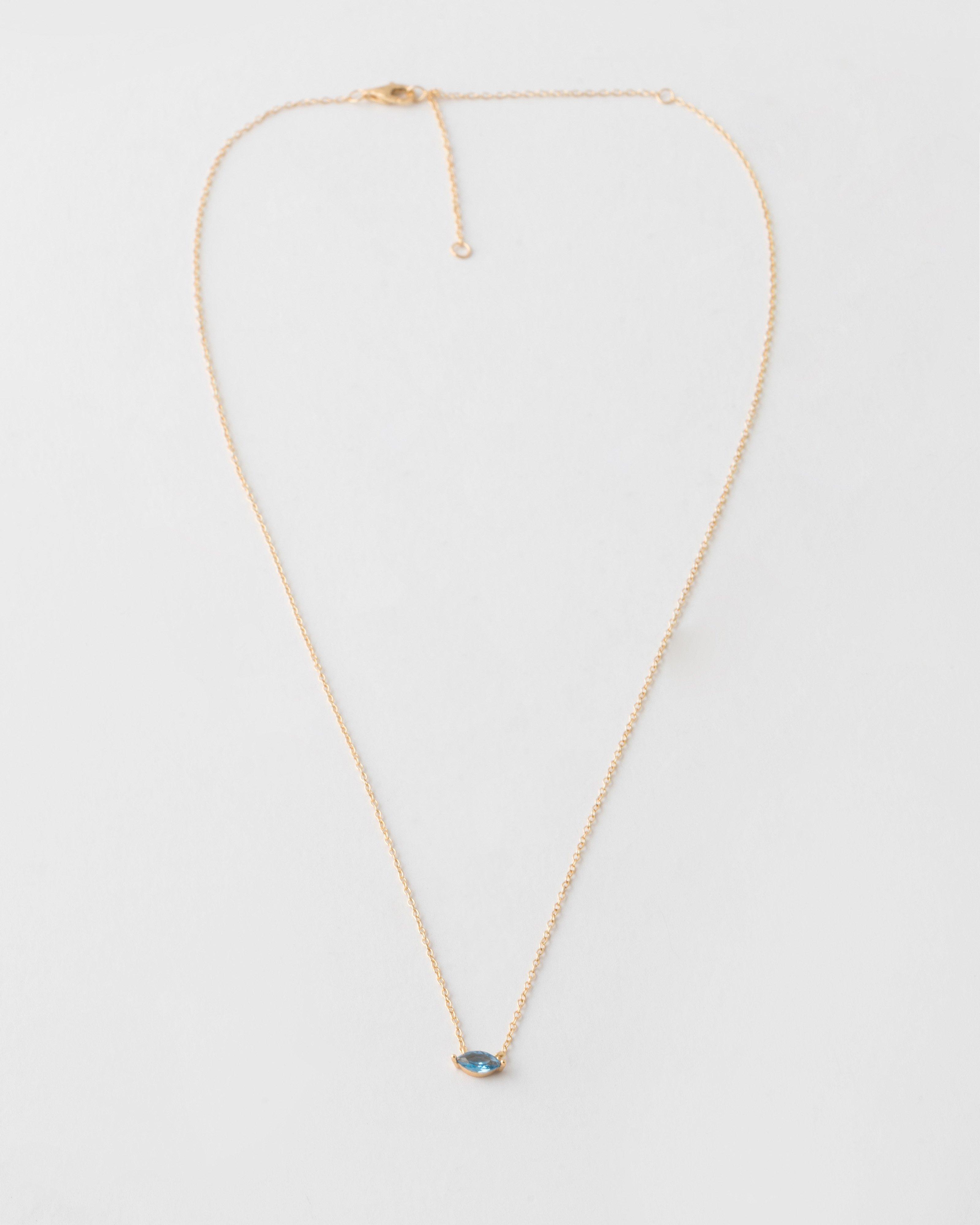 Sterling Silver Marquise Necklace -  Blue