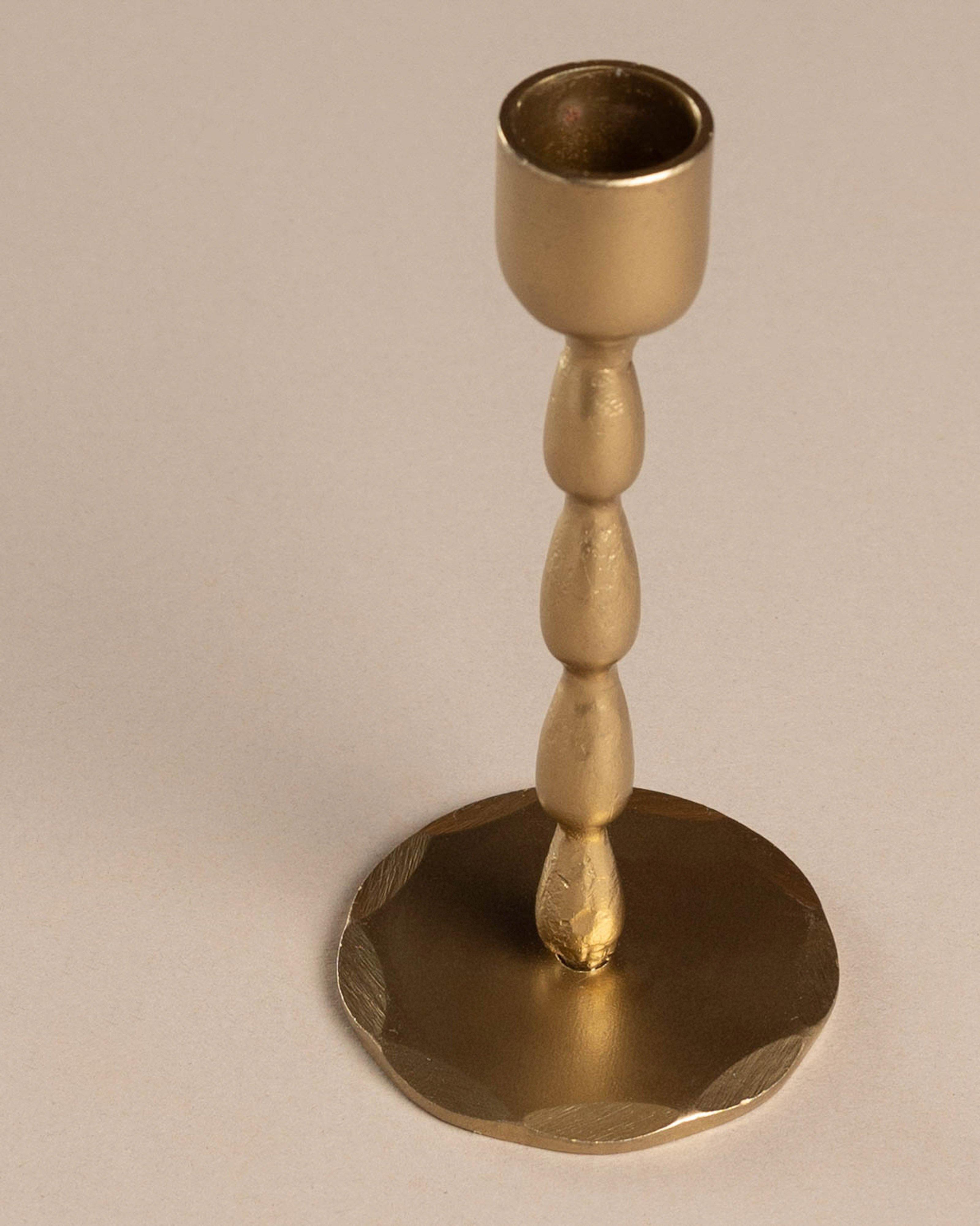 Hand Forged Candle Holder -  Gold