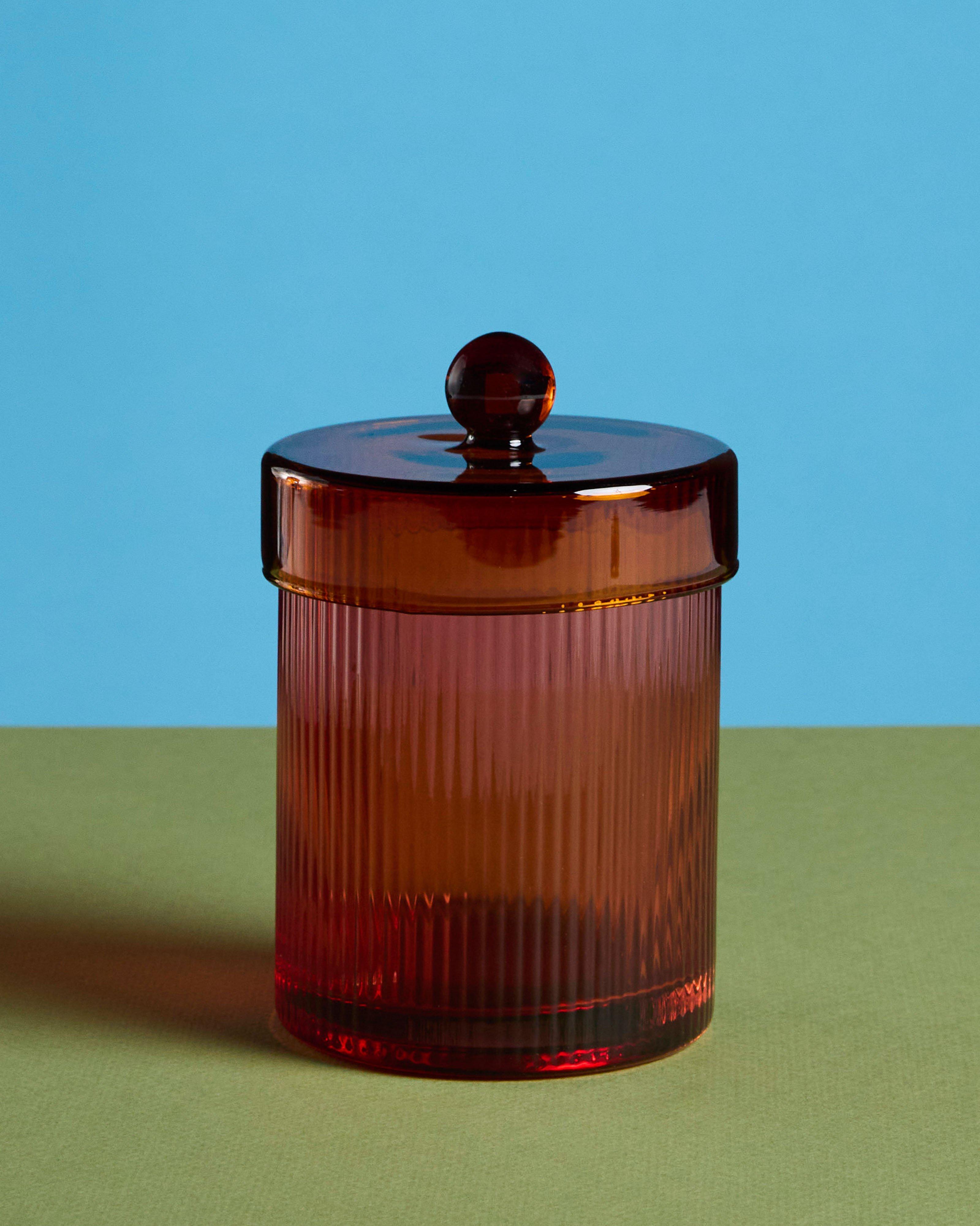 Ribbed Short Trinket Jar -  Red