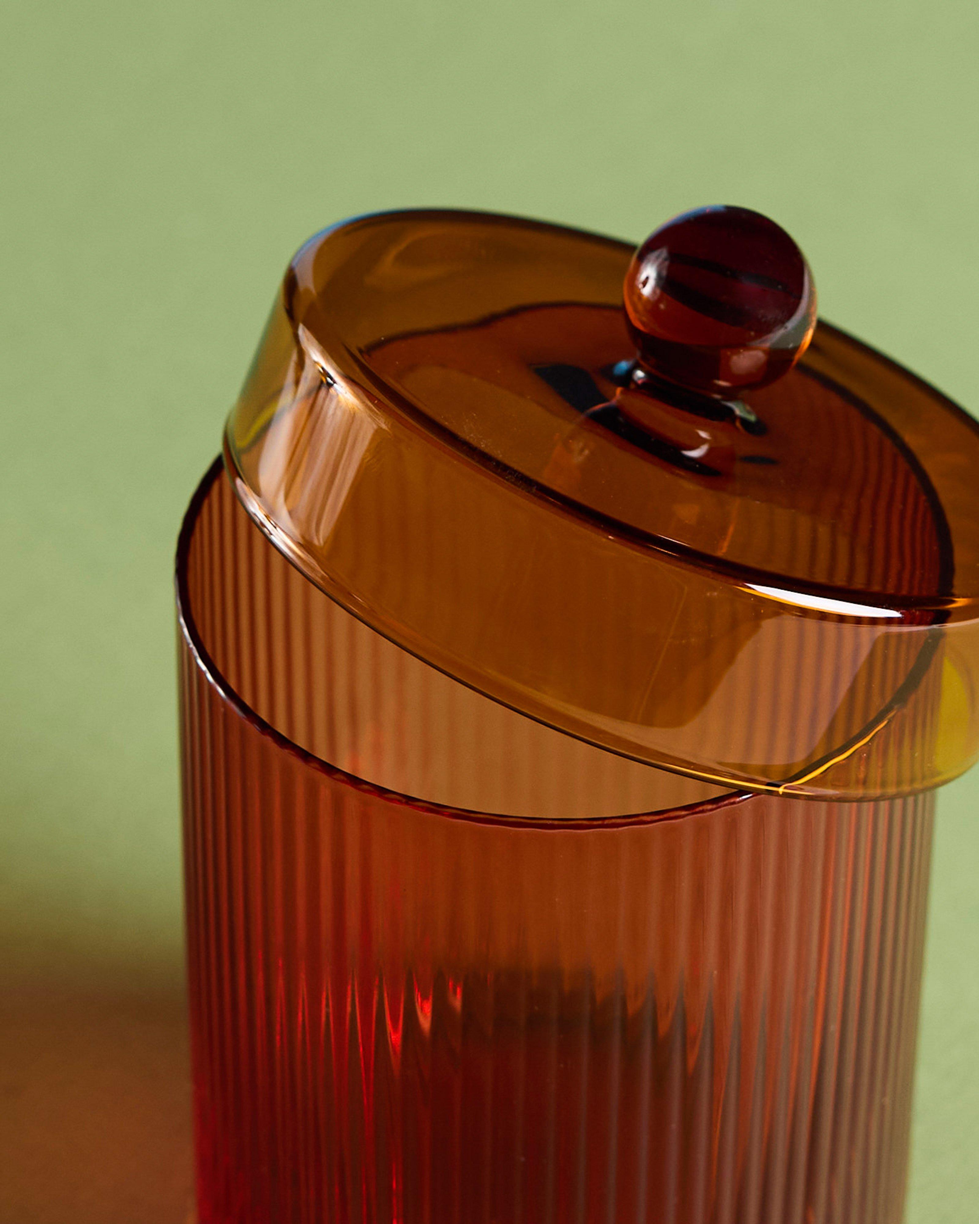 Ribbed Short Trinket Jar -  Red