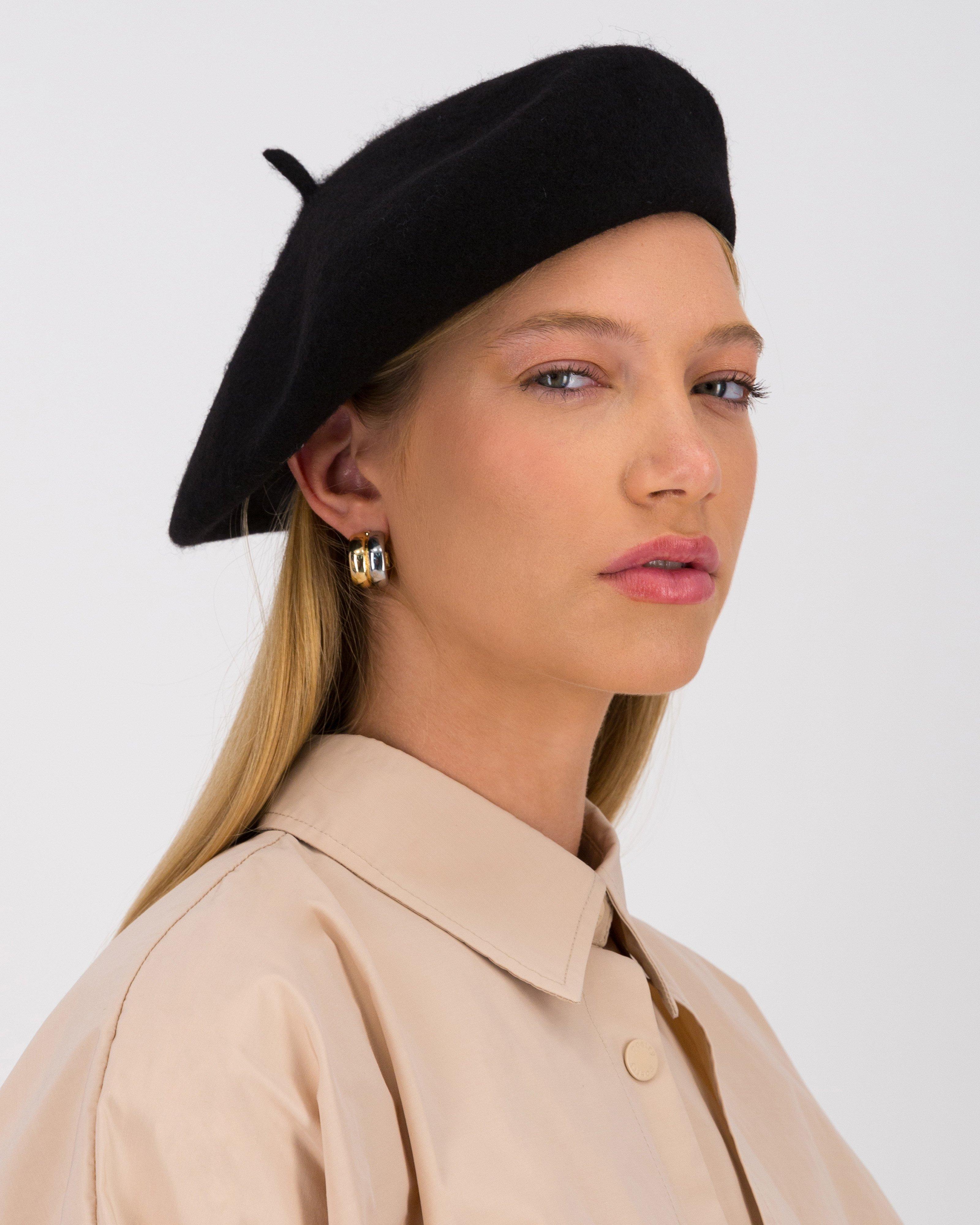 Lea Classic Wool Beret -  Black
