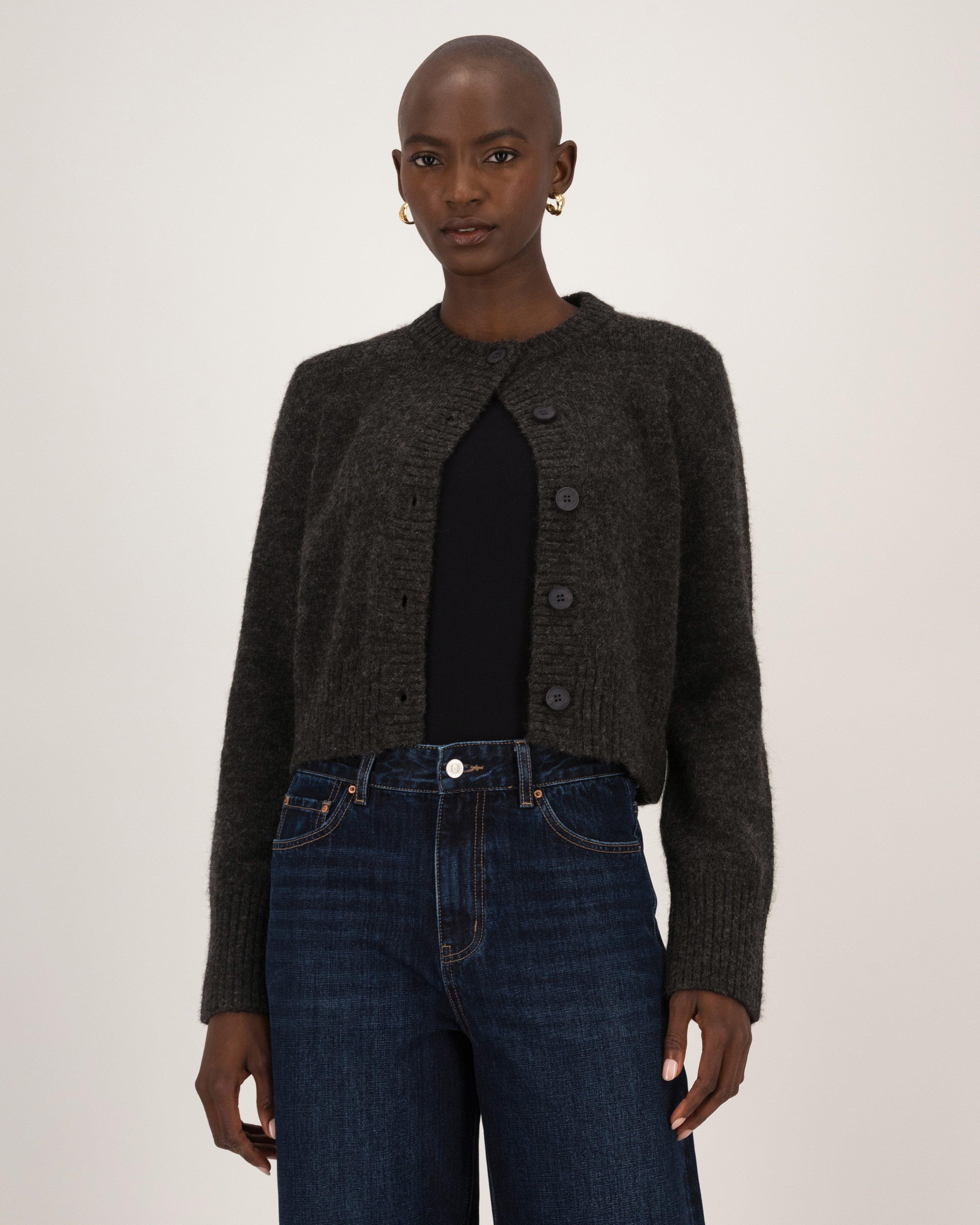 Erynn Button Through Cardigan -  Charcoal