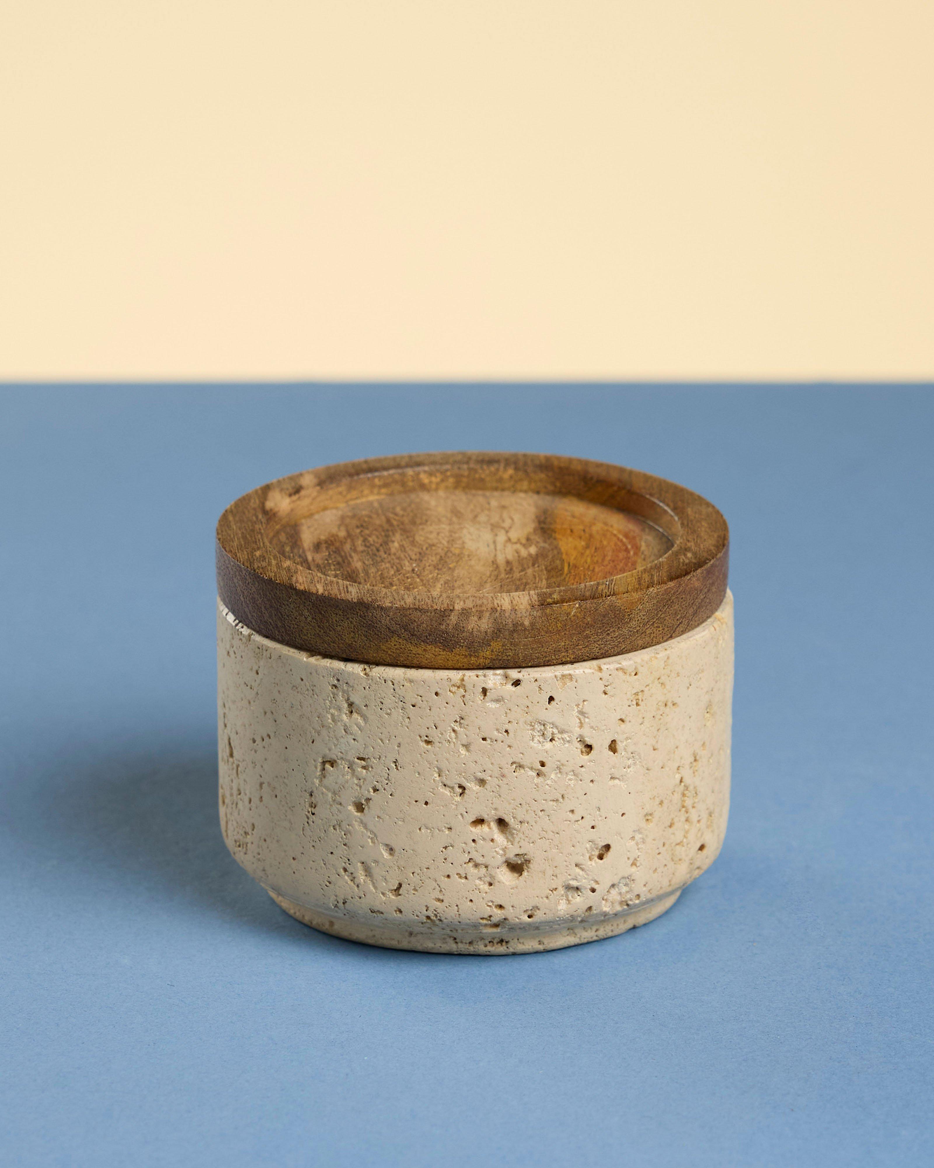 Grigio Travertine Canister -  Taupe