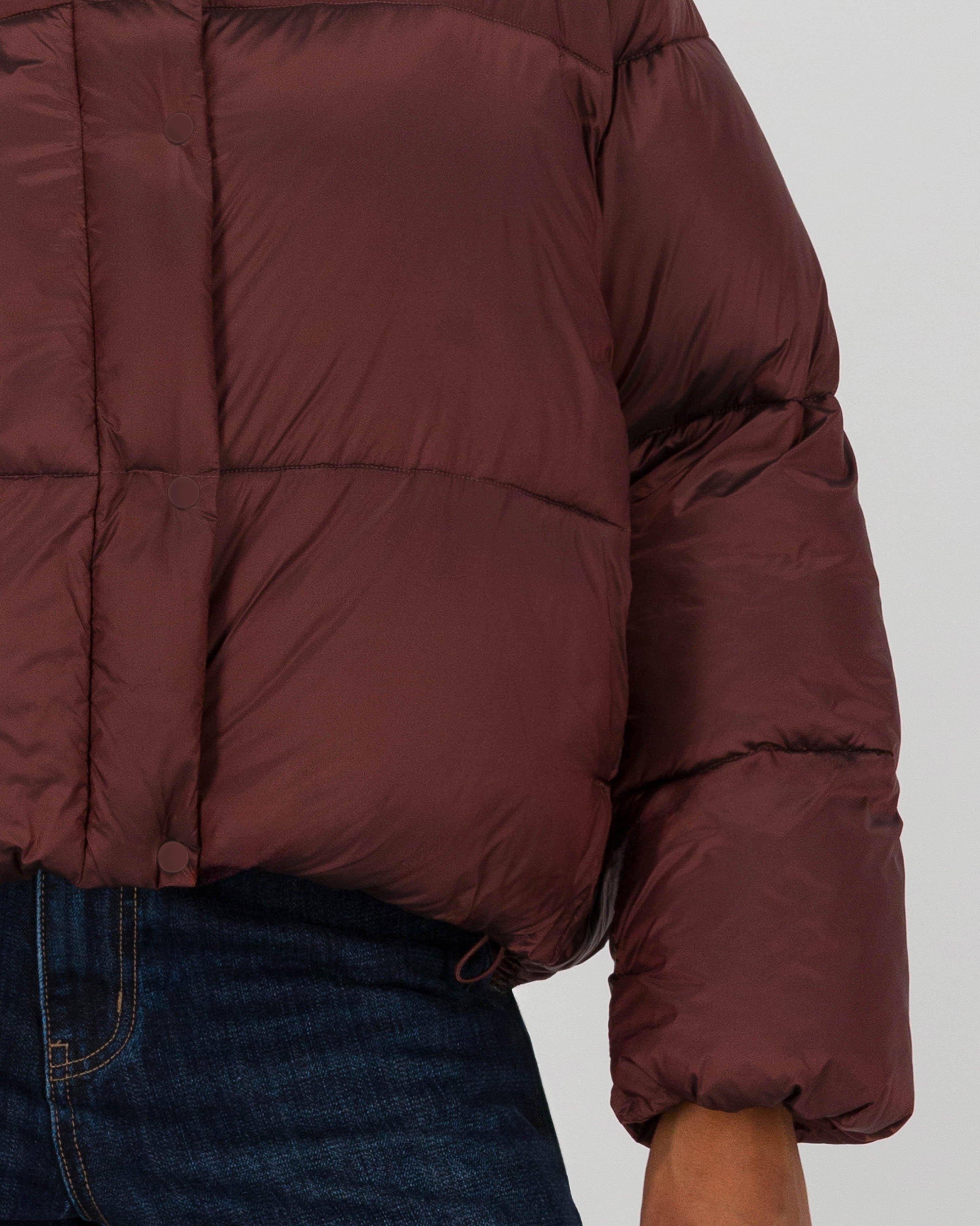 Novah Short Puffer Jacket -  Burgundy