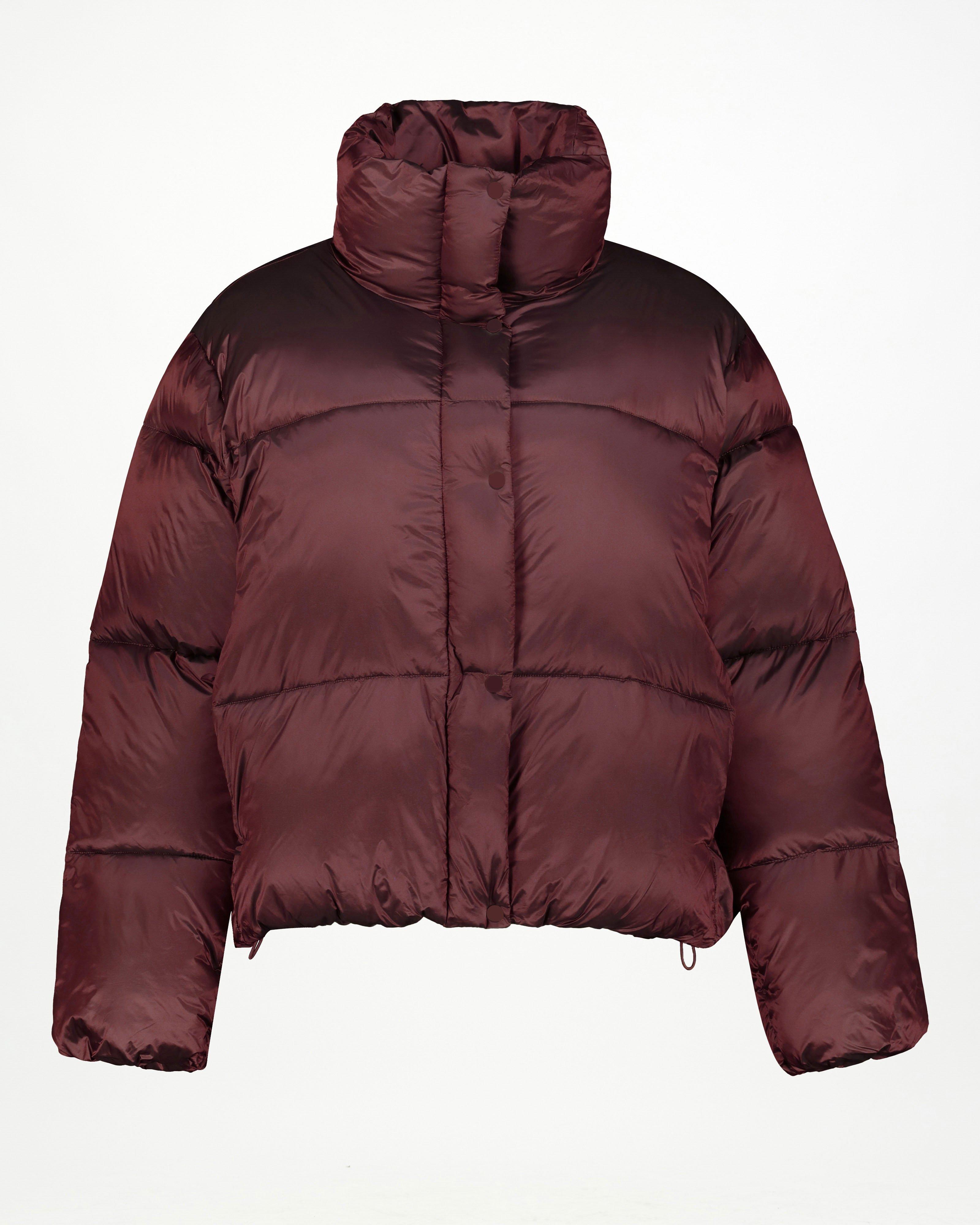 Novah Short Puffer Jacket -  Burgundy