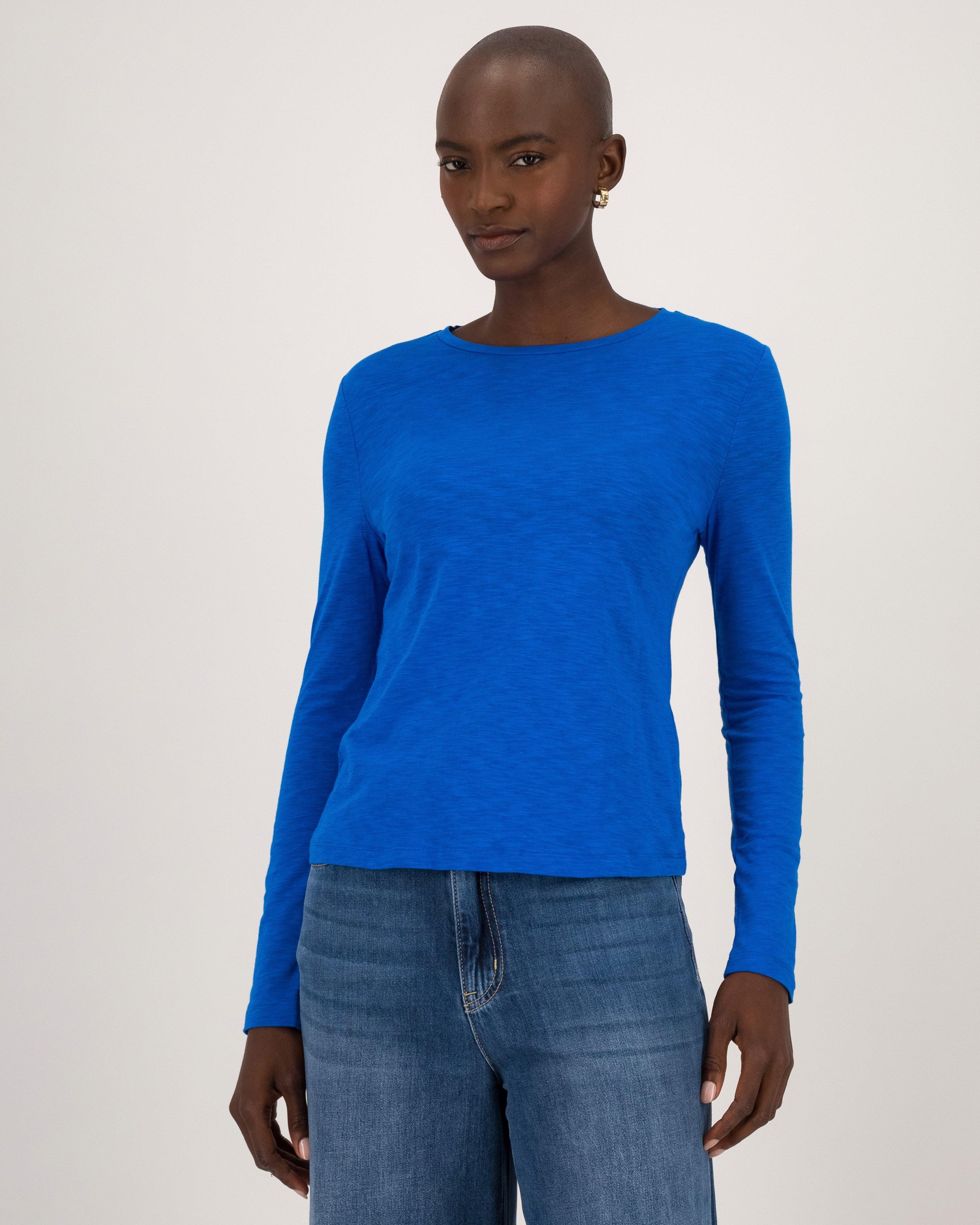 Mila Long Sleeve Tee -  Blue