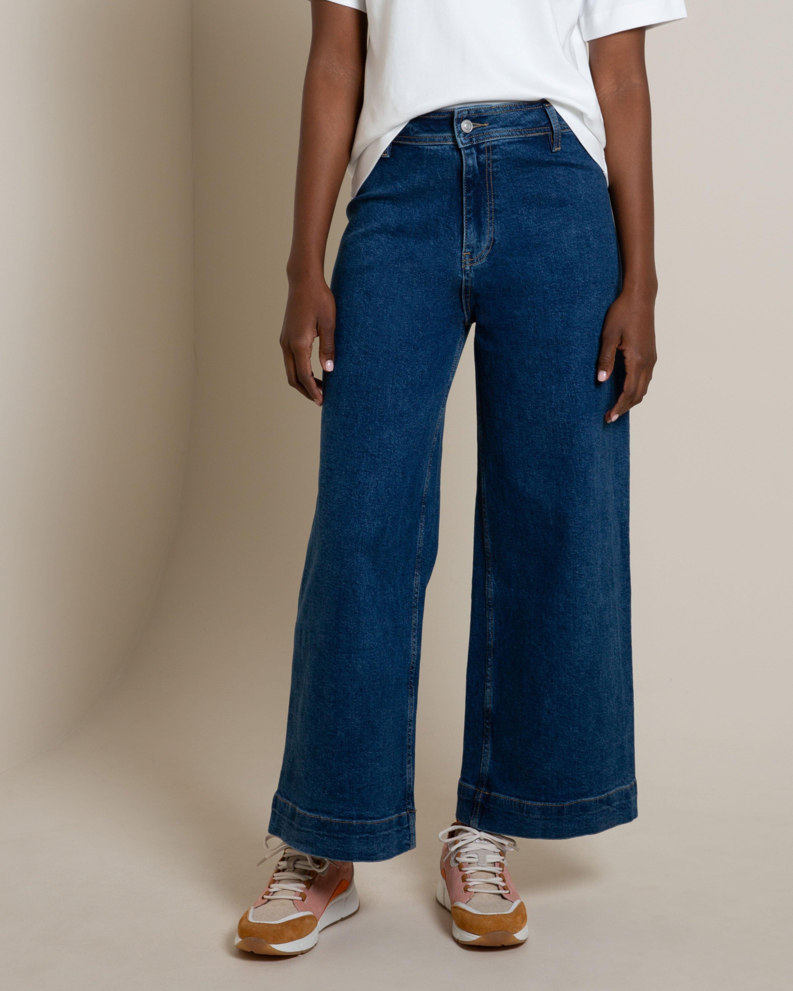 Reign Cropped Wide Leg Denim - Mid Blue -  Mid Blue
