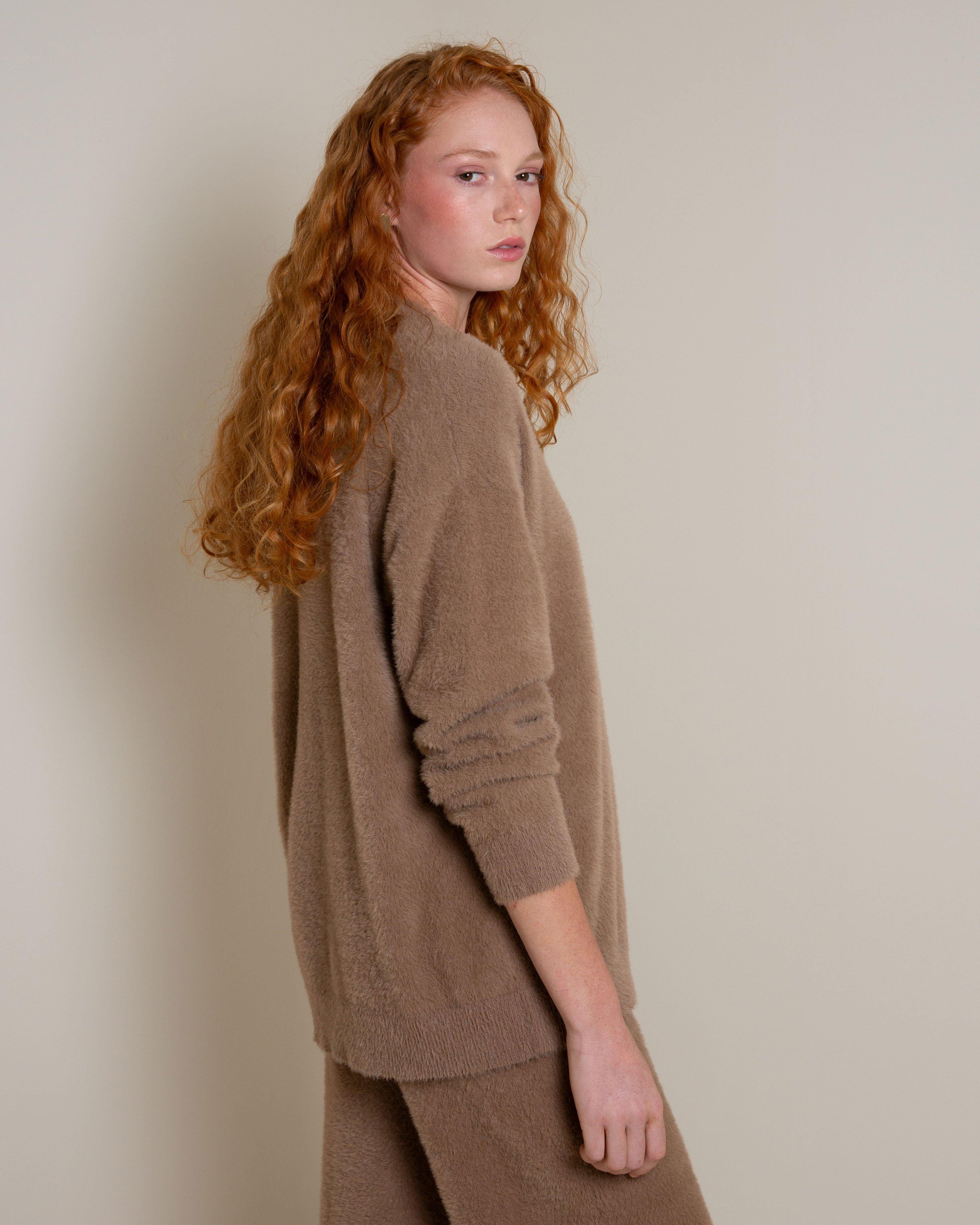 Sidney Fluffy Cardigan -  Brown