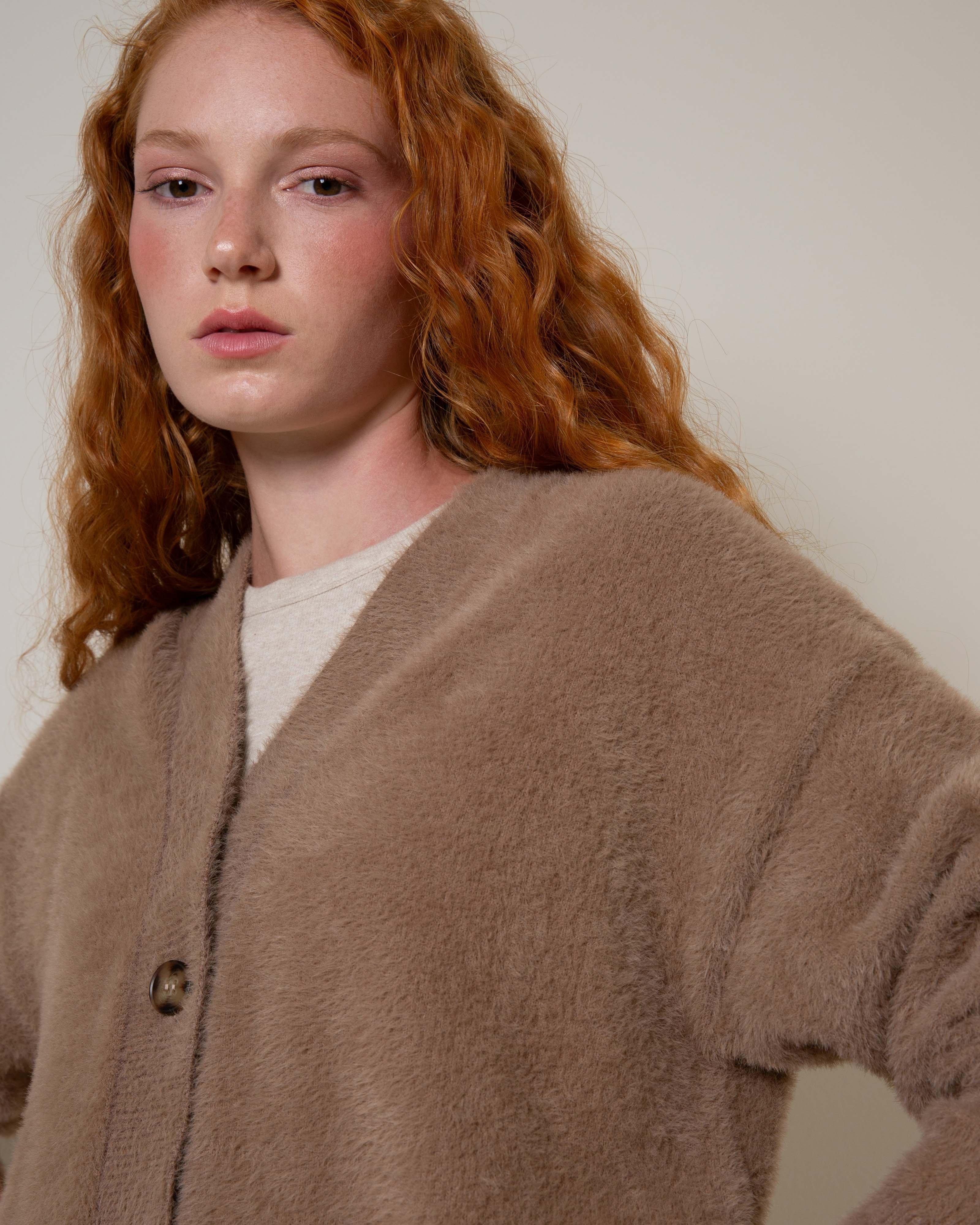 Sidney Fluffy Cardigan -  Brown