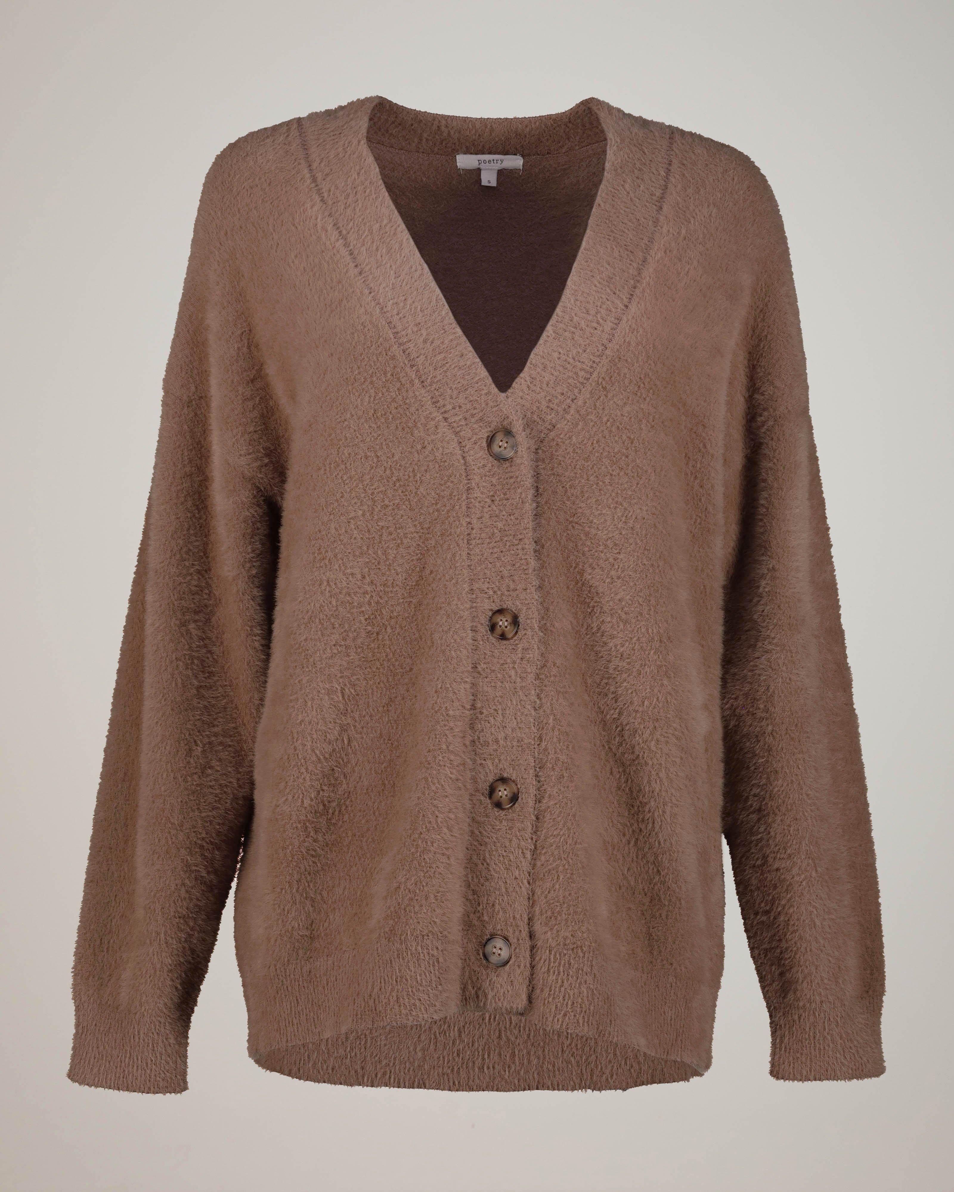 Sidney Fluffy Cardigan -  Brown