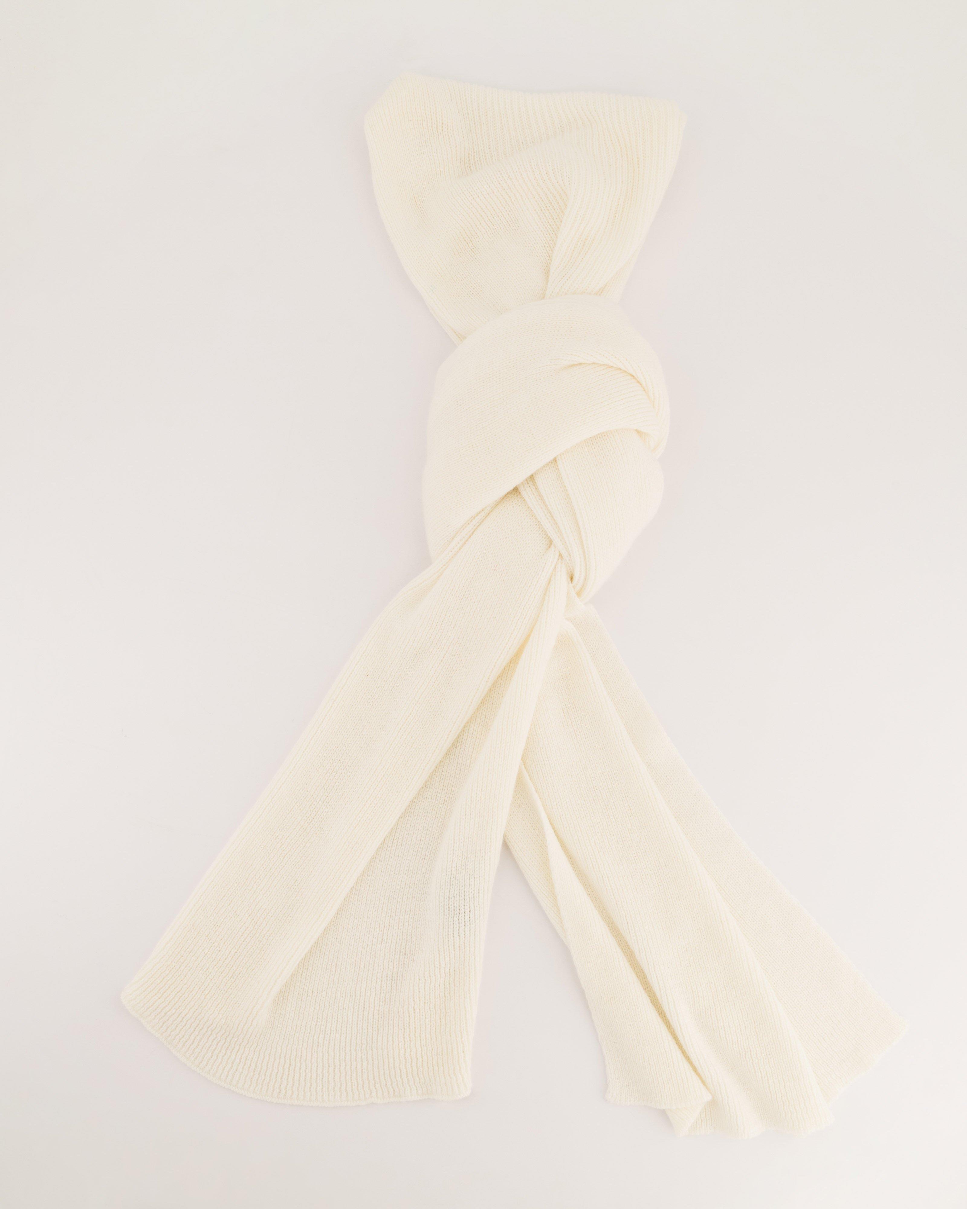 Allegra Fluffy Rib Knit Scarf -  Milk
