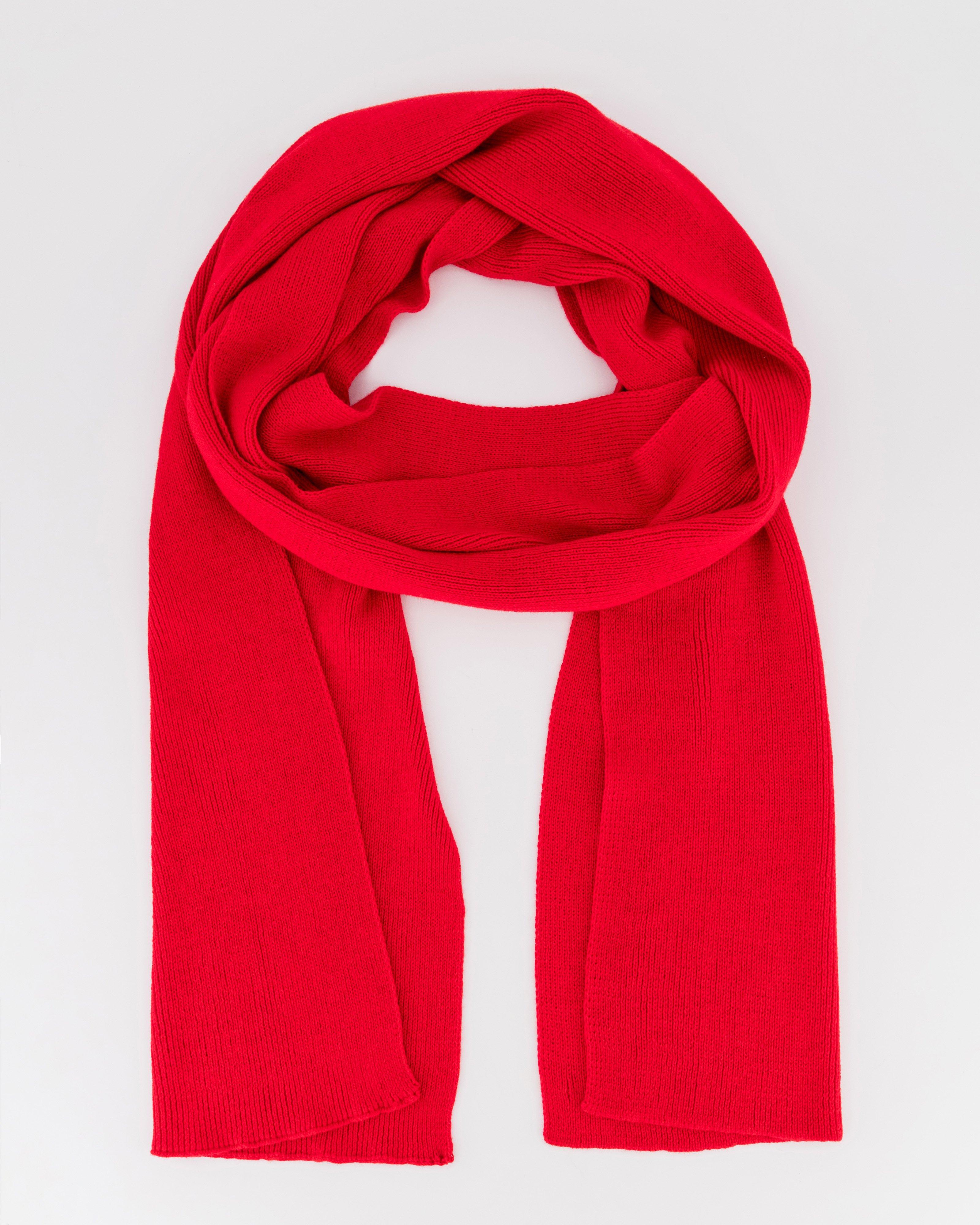 Allegra Fluffy Rib Knit Scarf -  Red