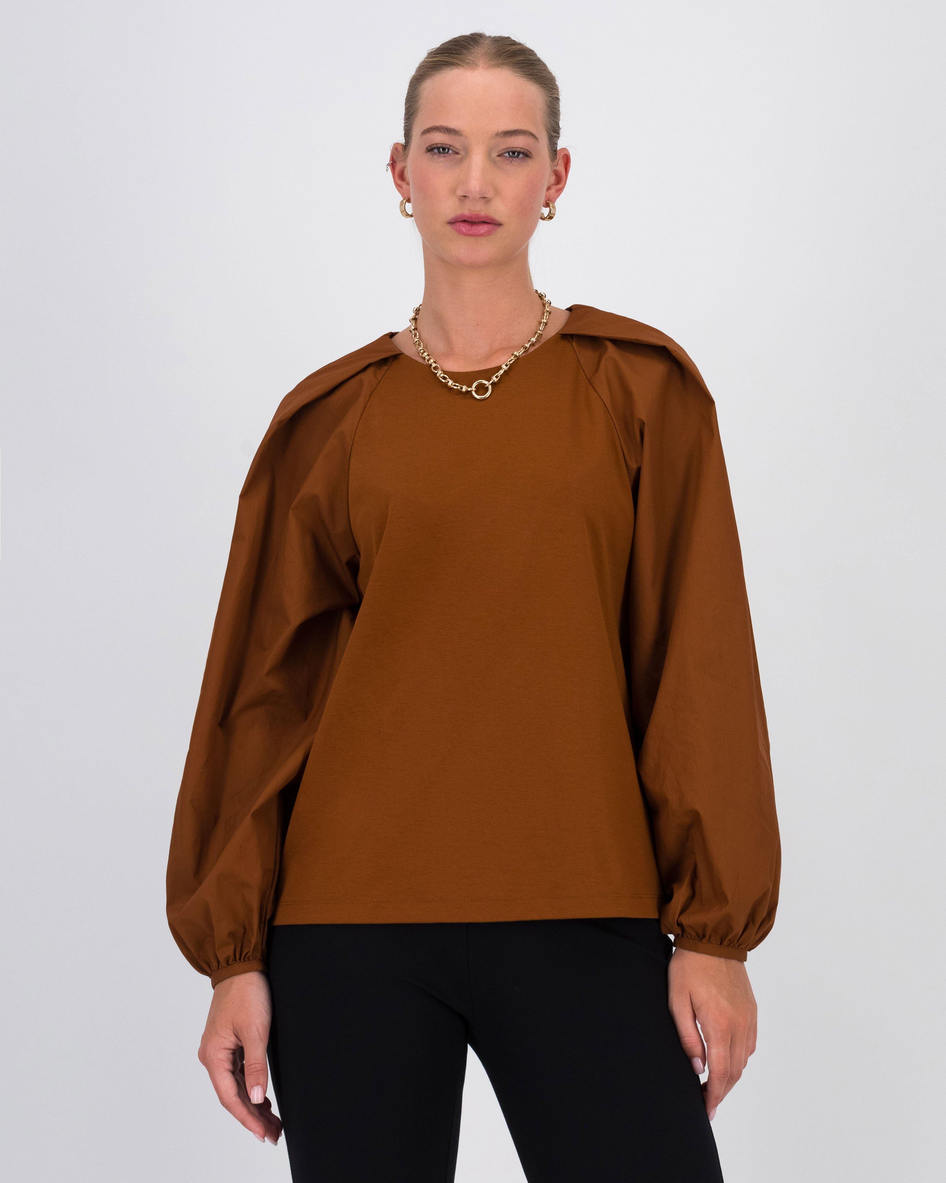 Rita Mixed Media Top -  Rust