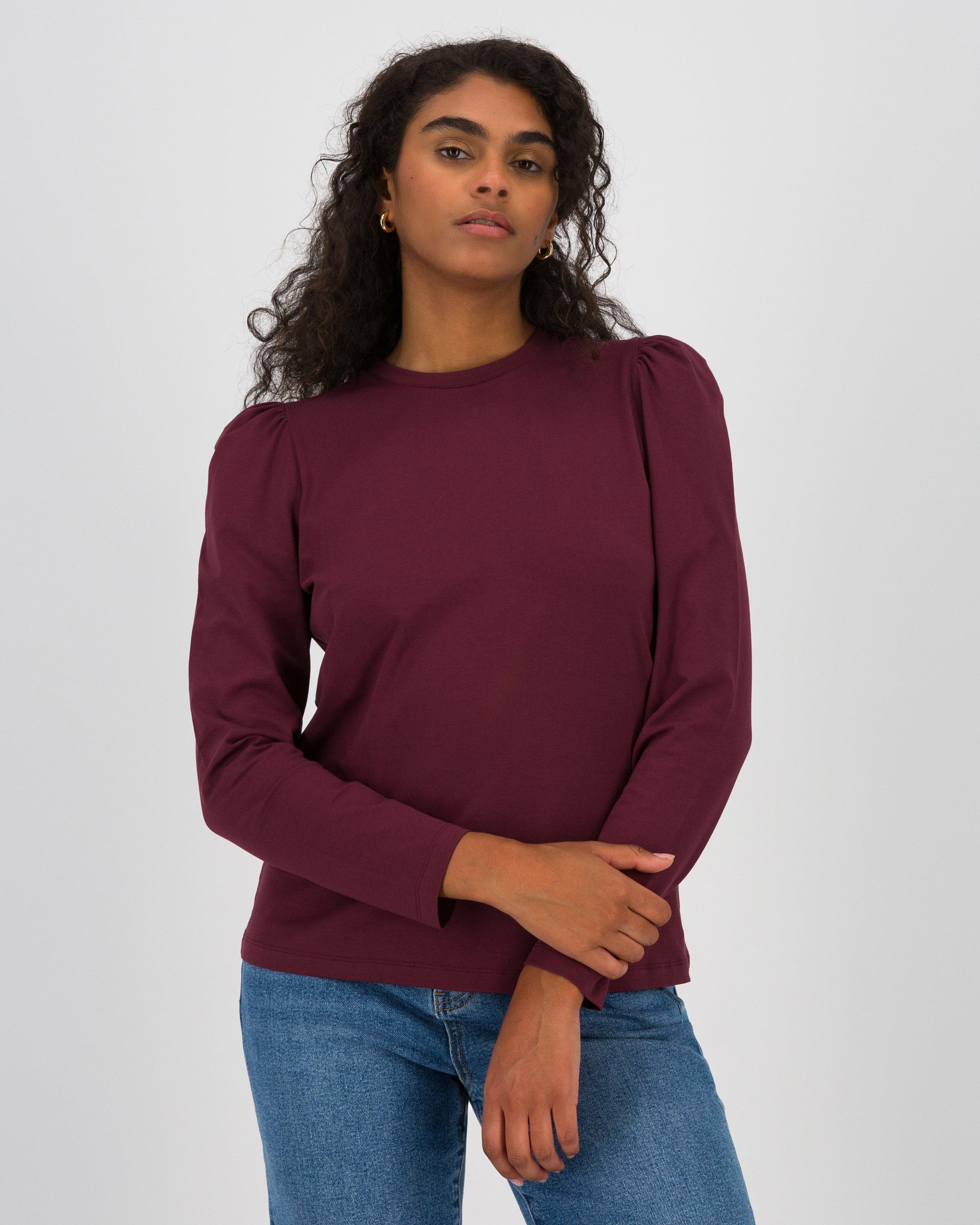Samone Puff Sleeve Top -  Berry