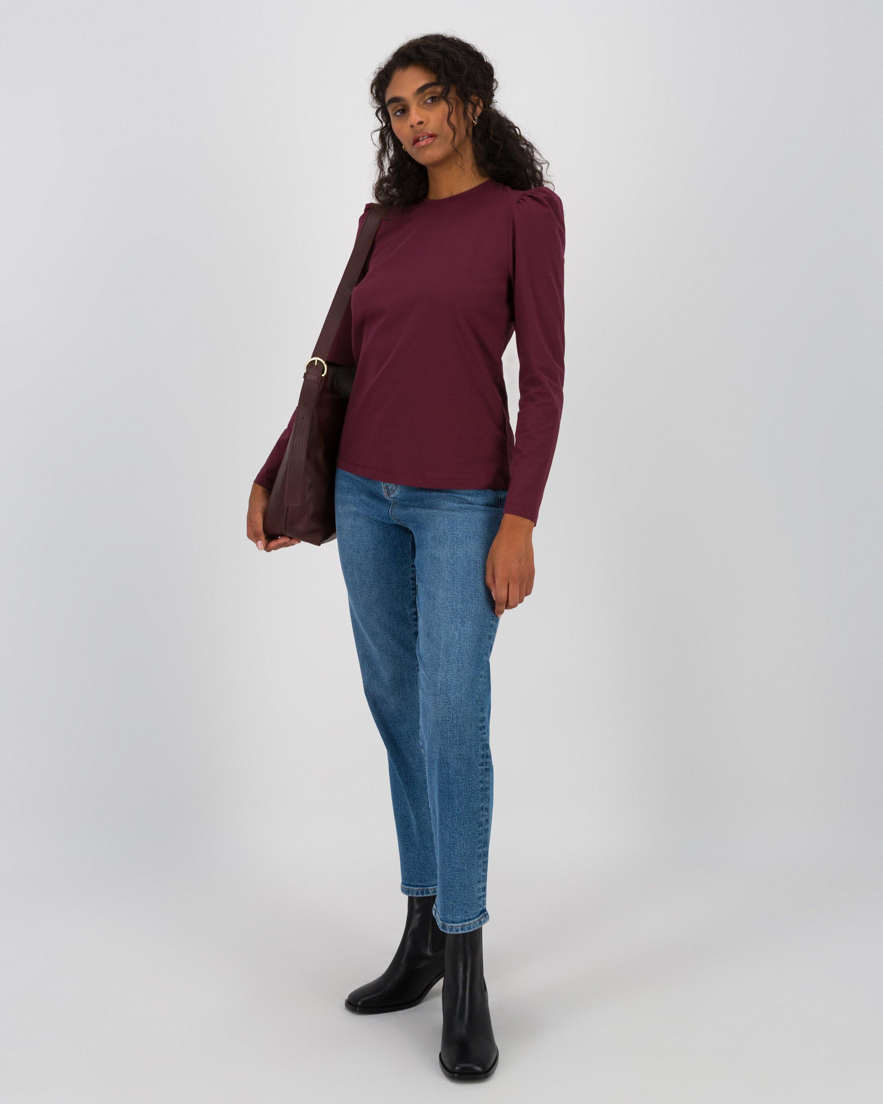 Samone Puff Sleeve Top -  Berry