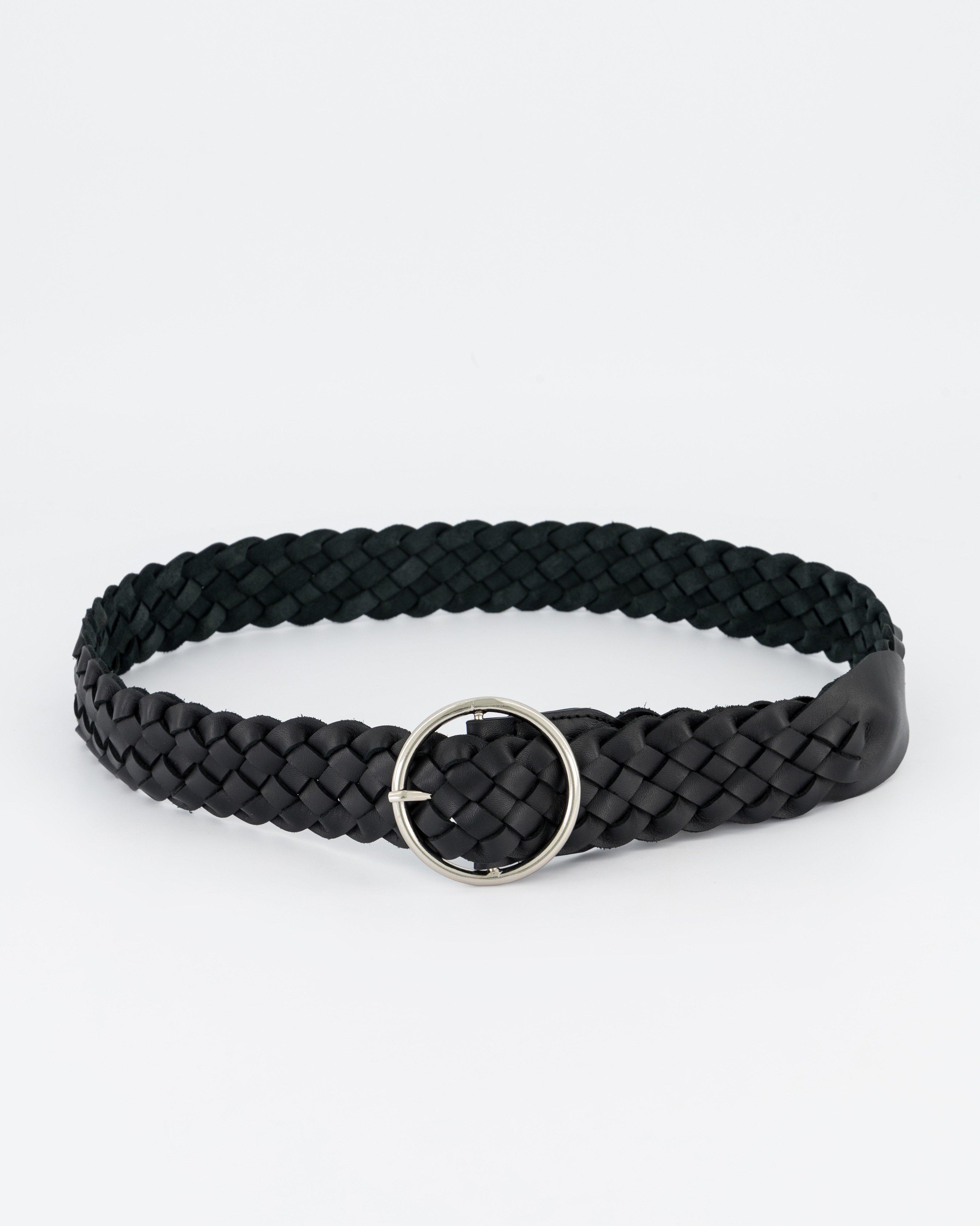 Seren Woven Leather Belt -  Black