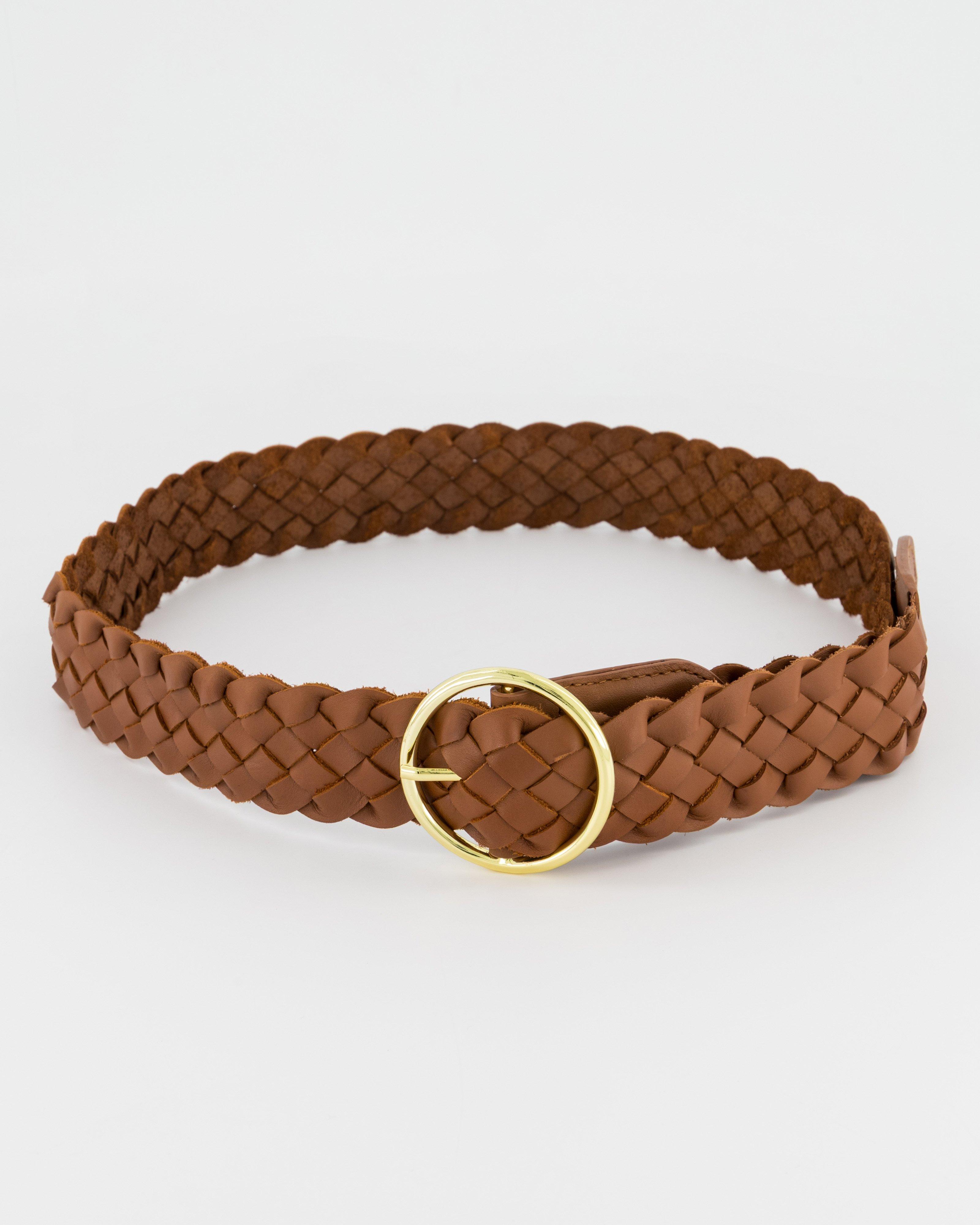 Seren Woven Leather Belt -  Tan