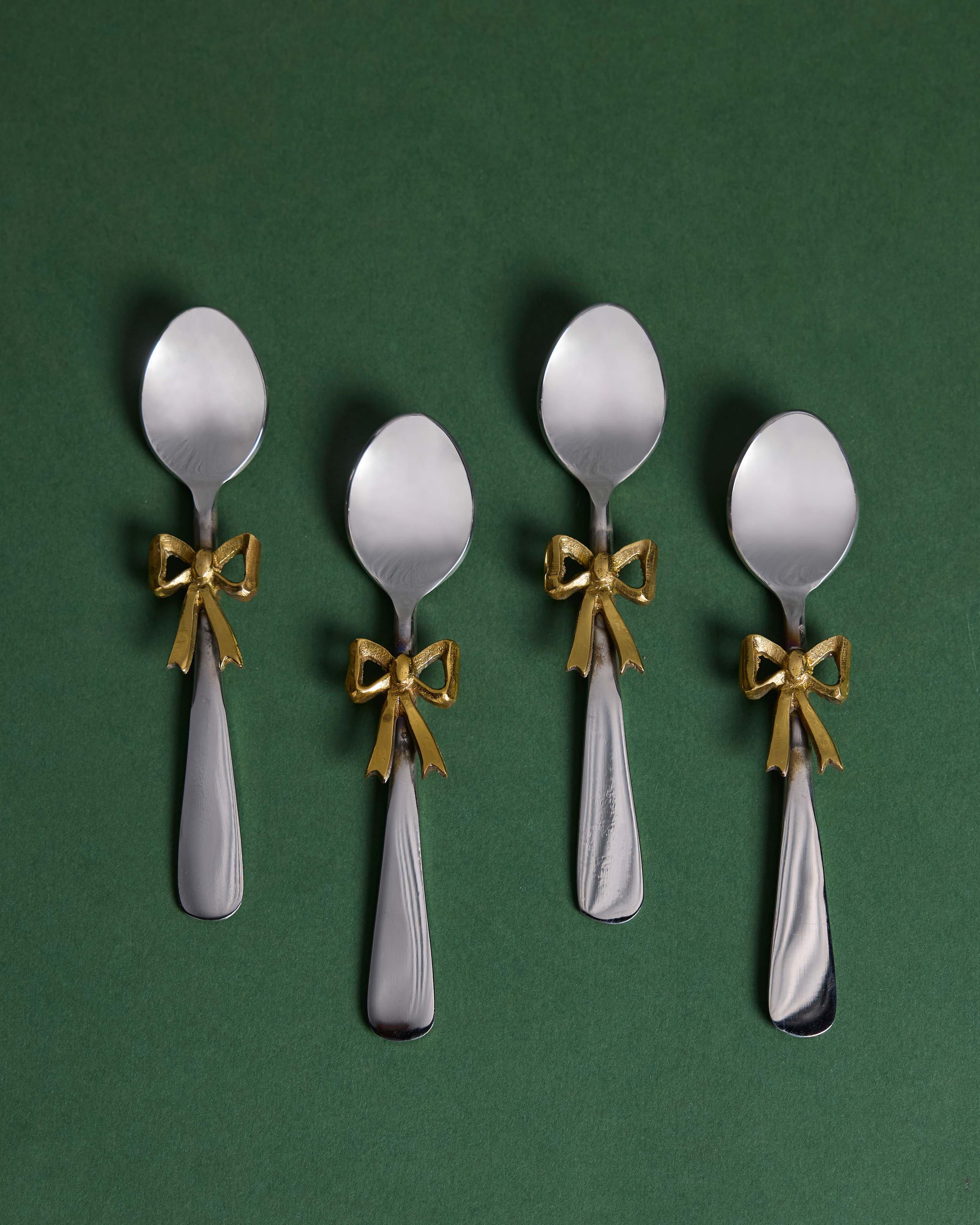 Bow Teaspoon Set  -  Gold