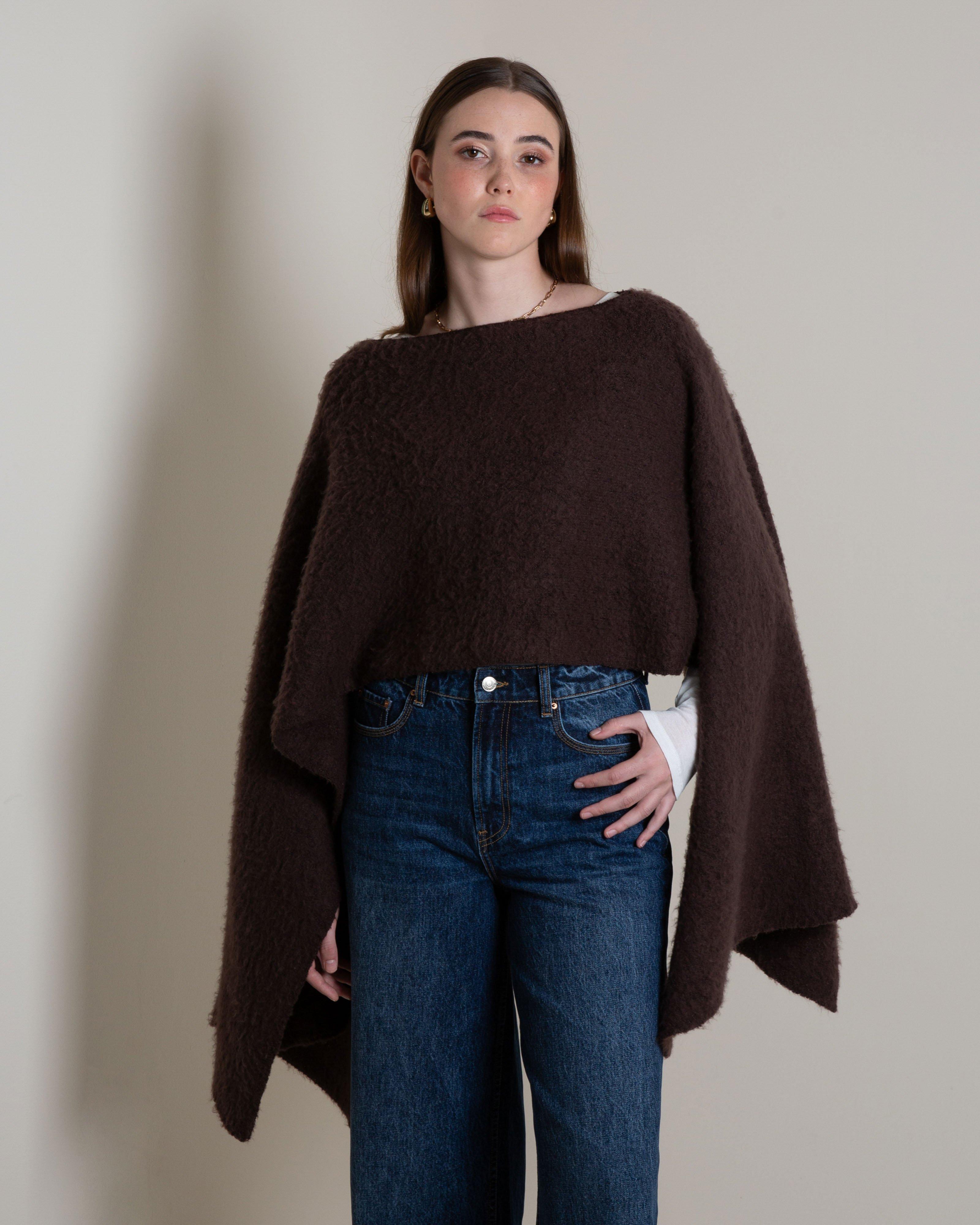Colette Cropped Shawl -  Brown