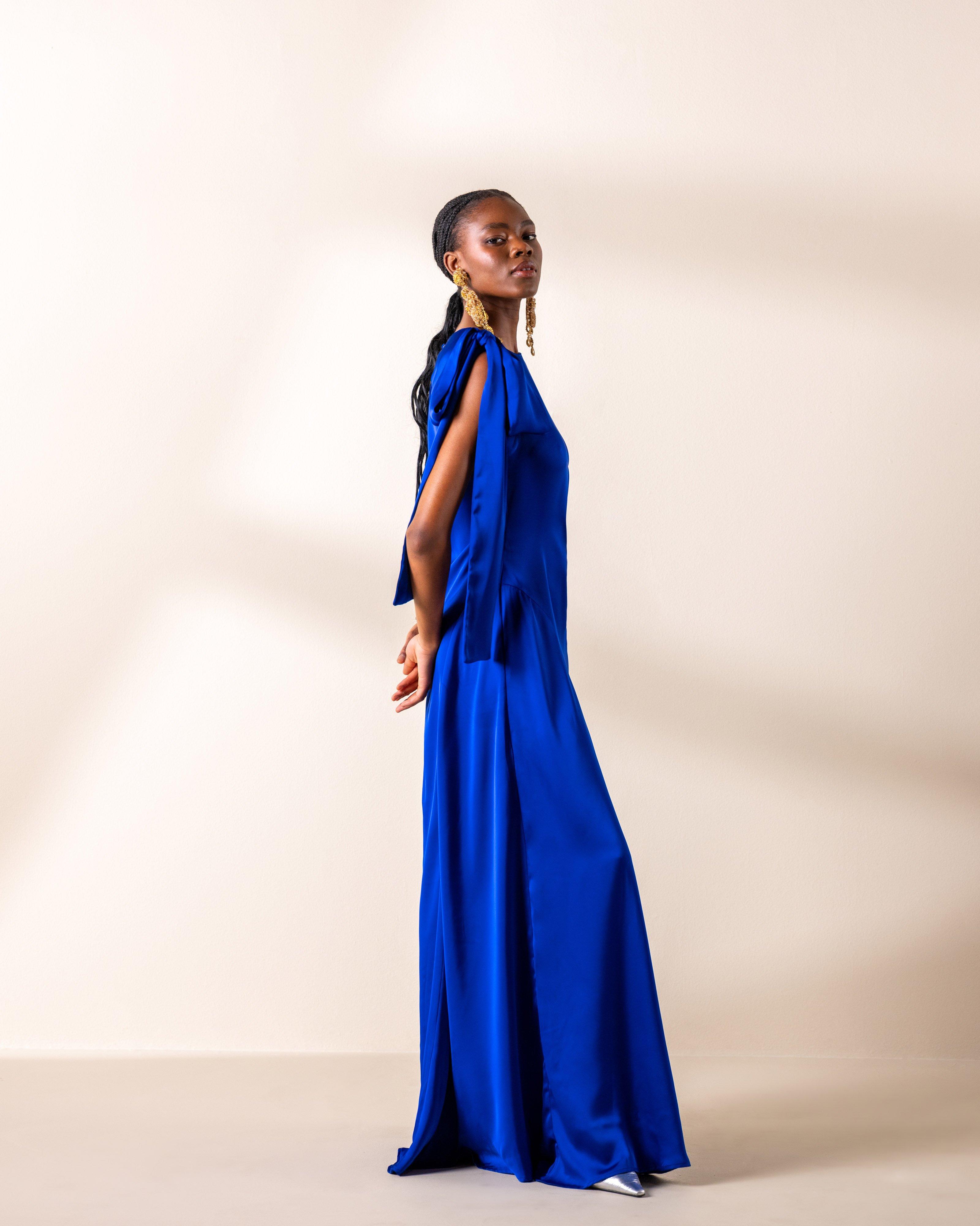 KLûK CGDT x Poetry Bow Shoulder Dress -  Cobalt