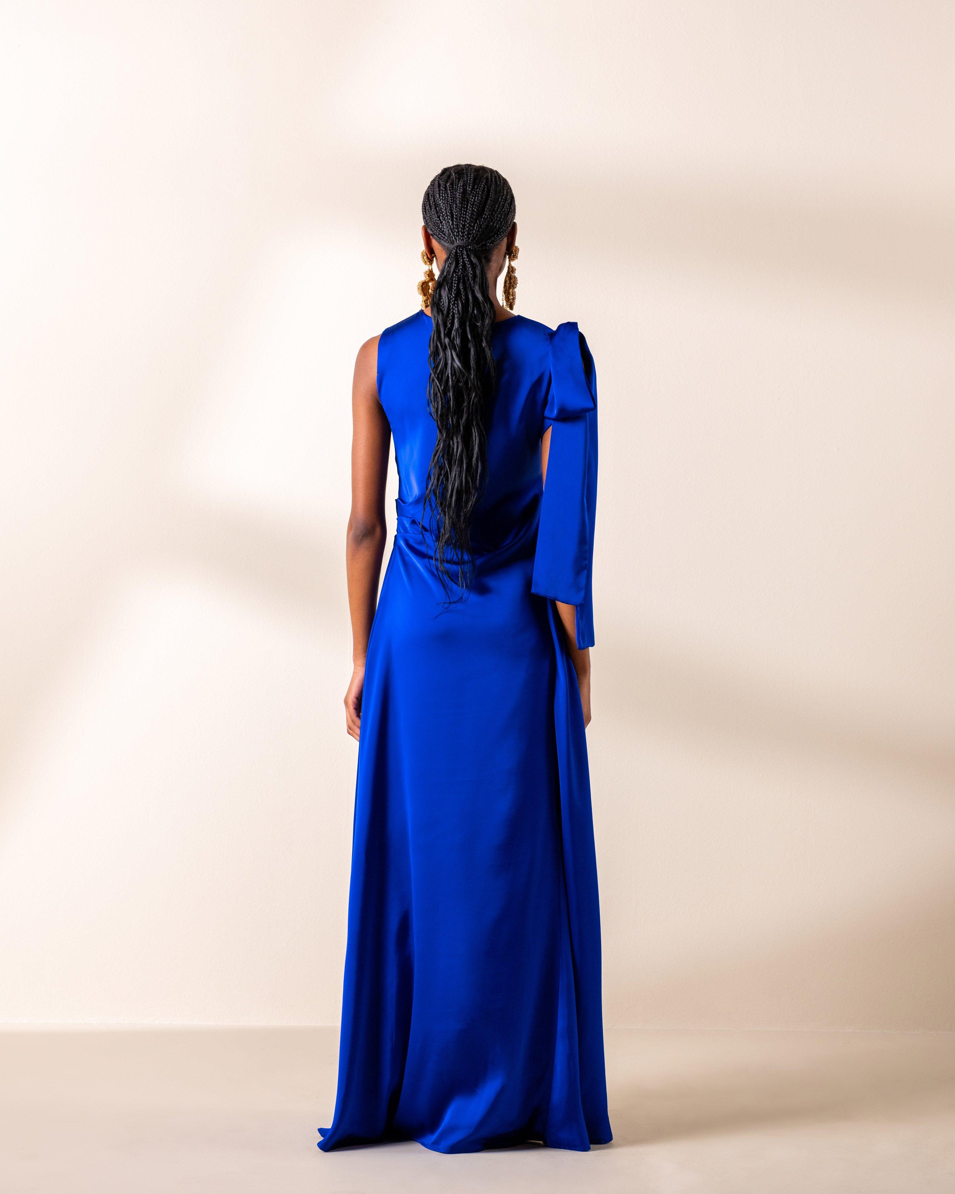 KLûK CGDT x Poetry Bow Shoulder Dress -  Cobalt