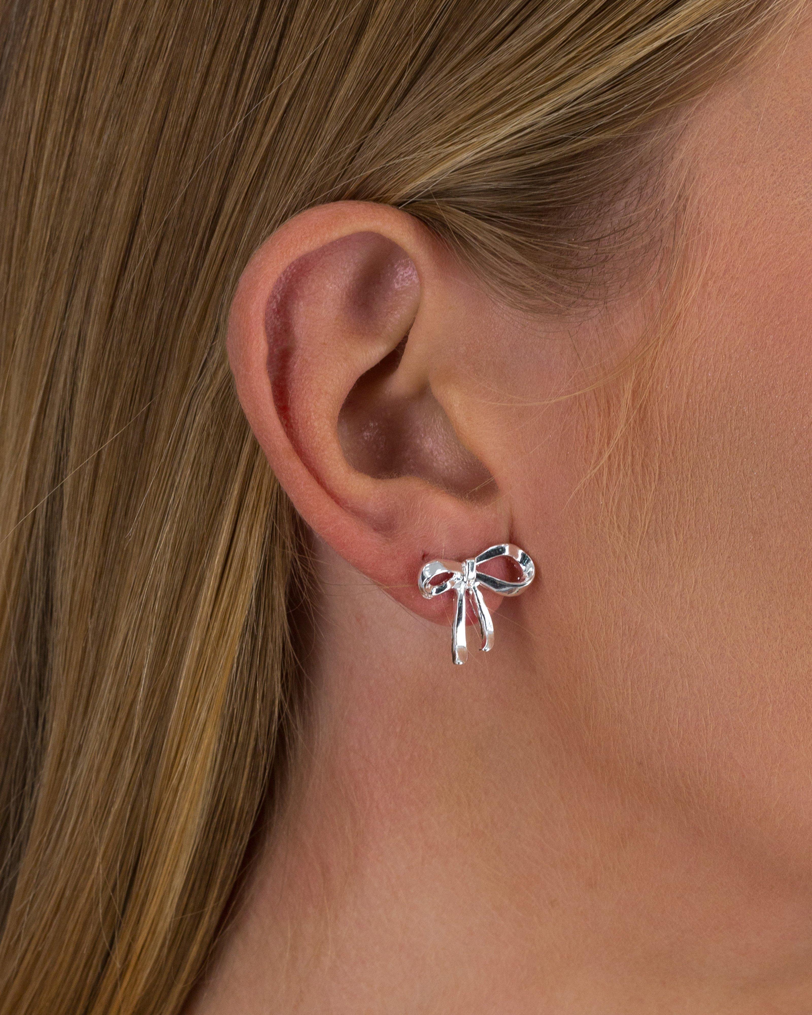 Mismatch Bow Earrings -  Silver