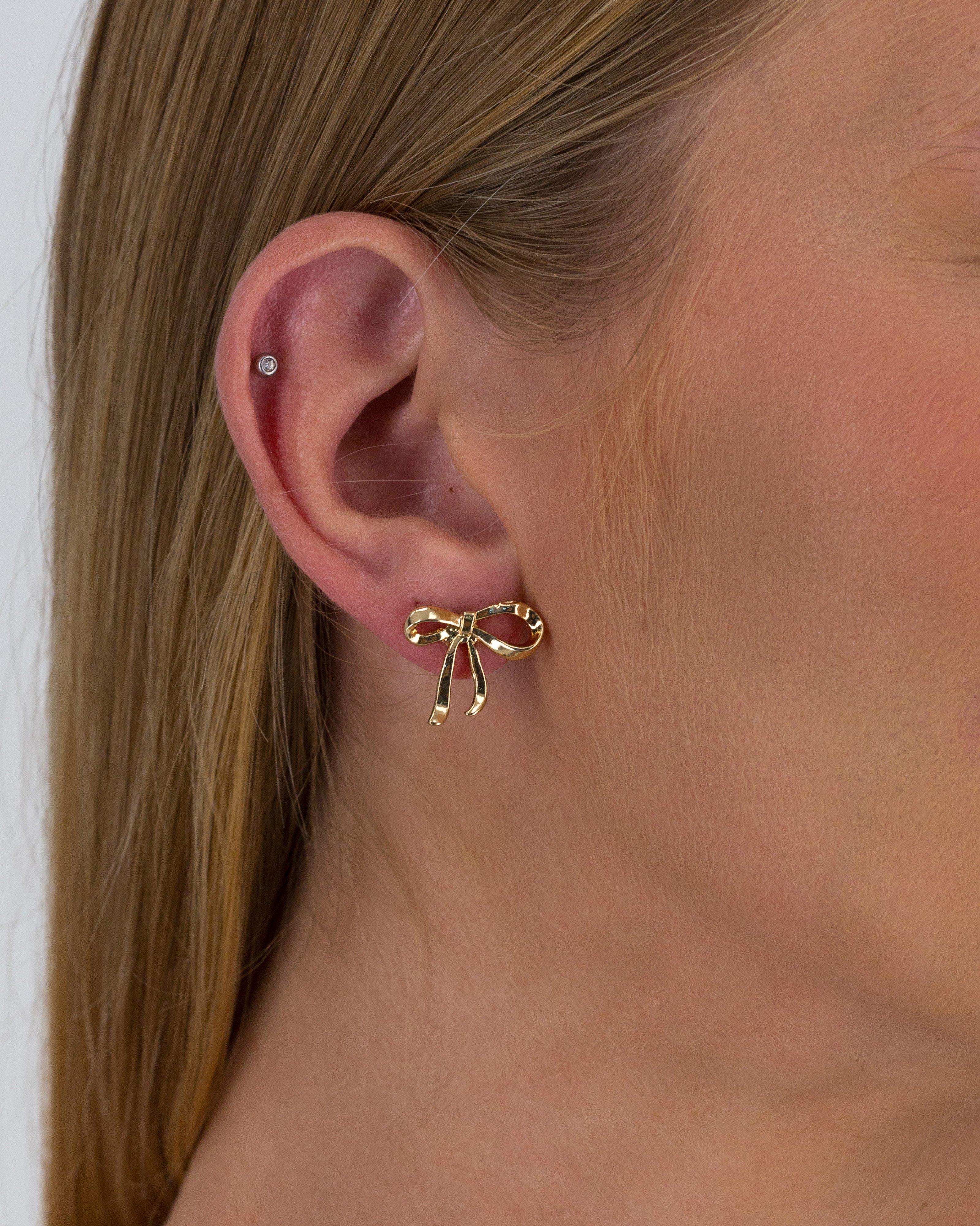 Mismatch Bow Earrings -  Gold
