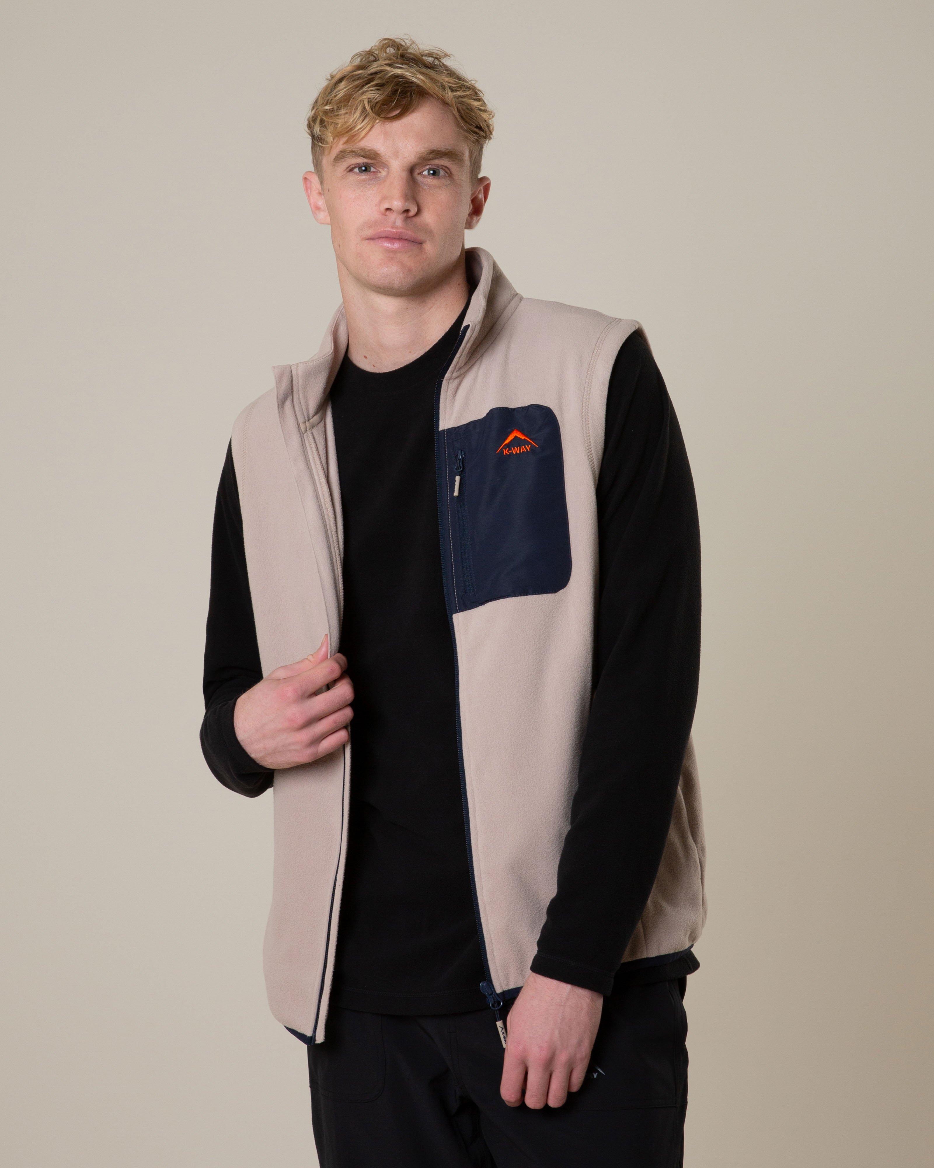 K-Way Men's Edge Fleece Gilet Top -  Stone