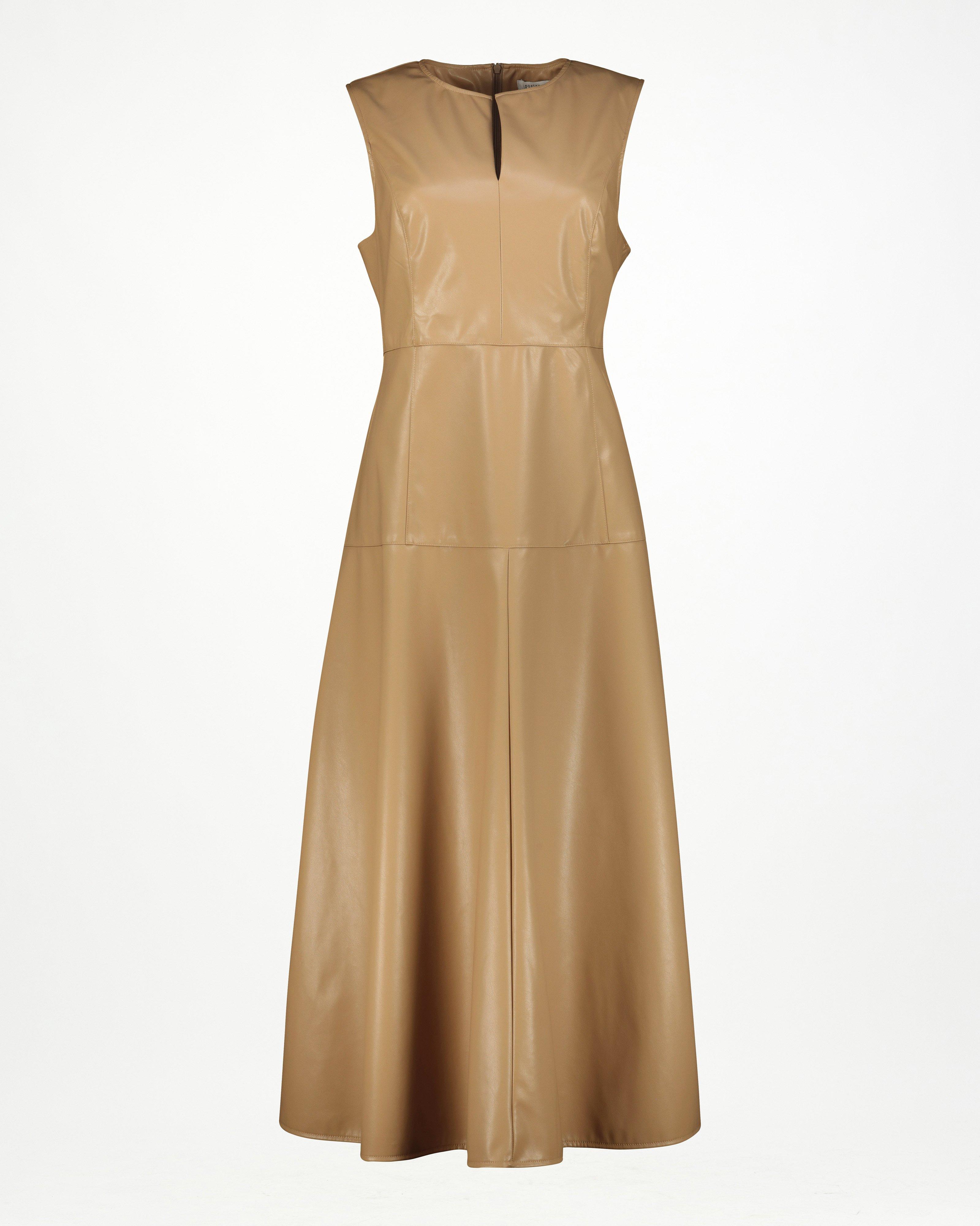 Naomie Faux Leather Dress -  Taupe