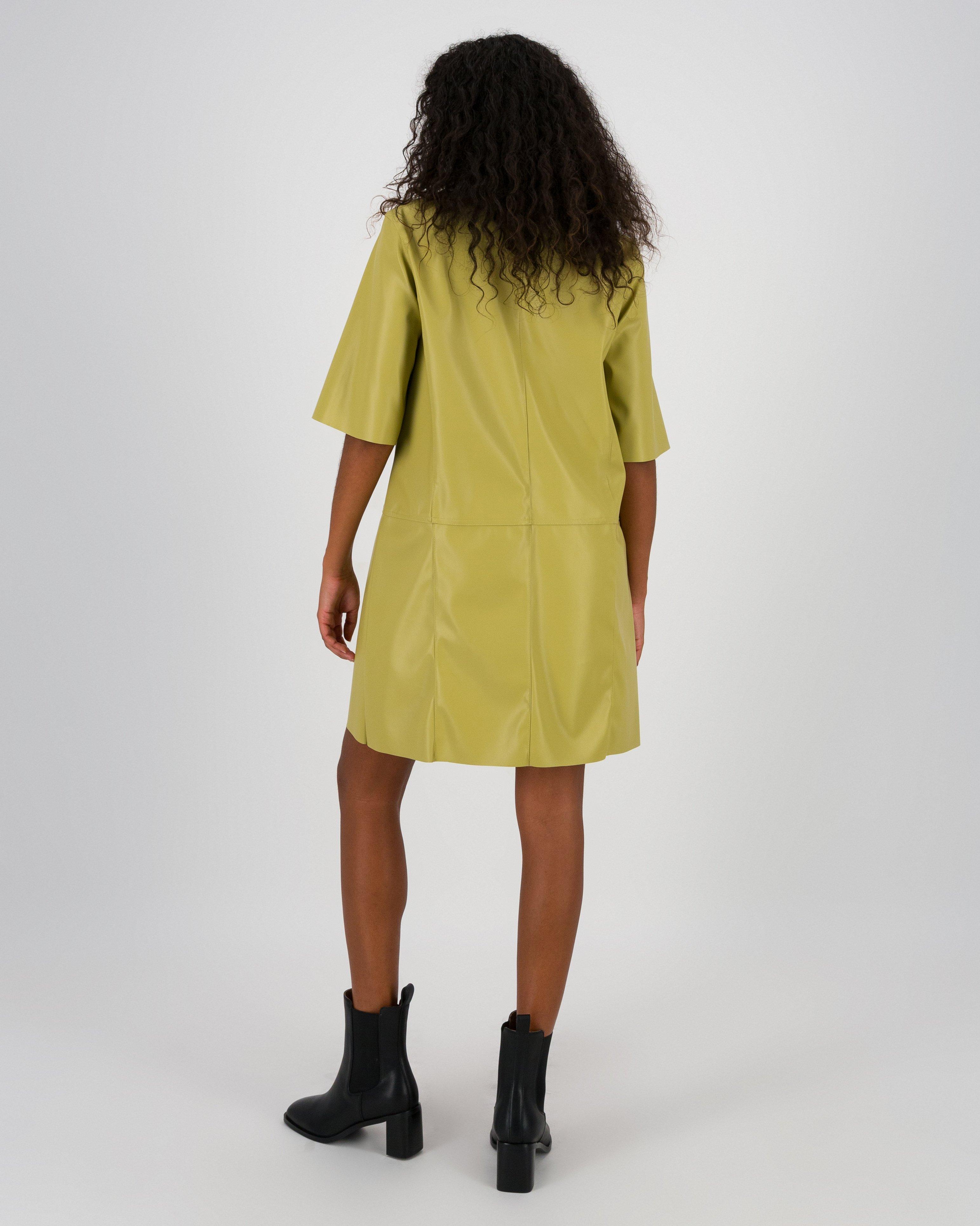 Jolie Faux Leather Mini Dress -  Light Green