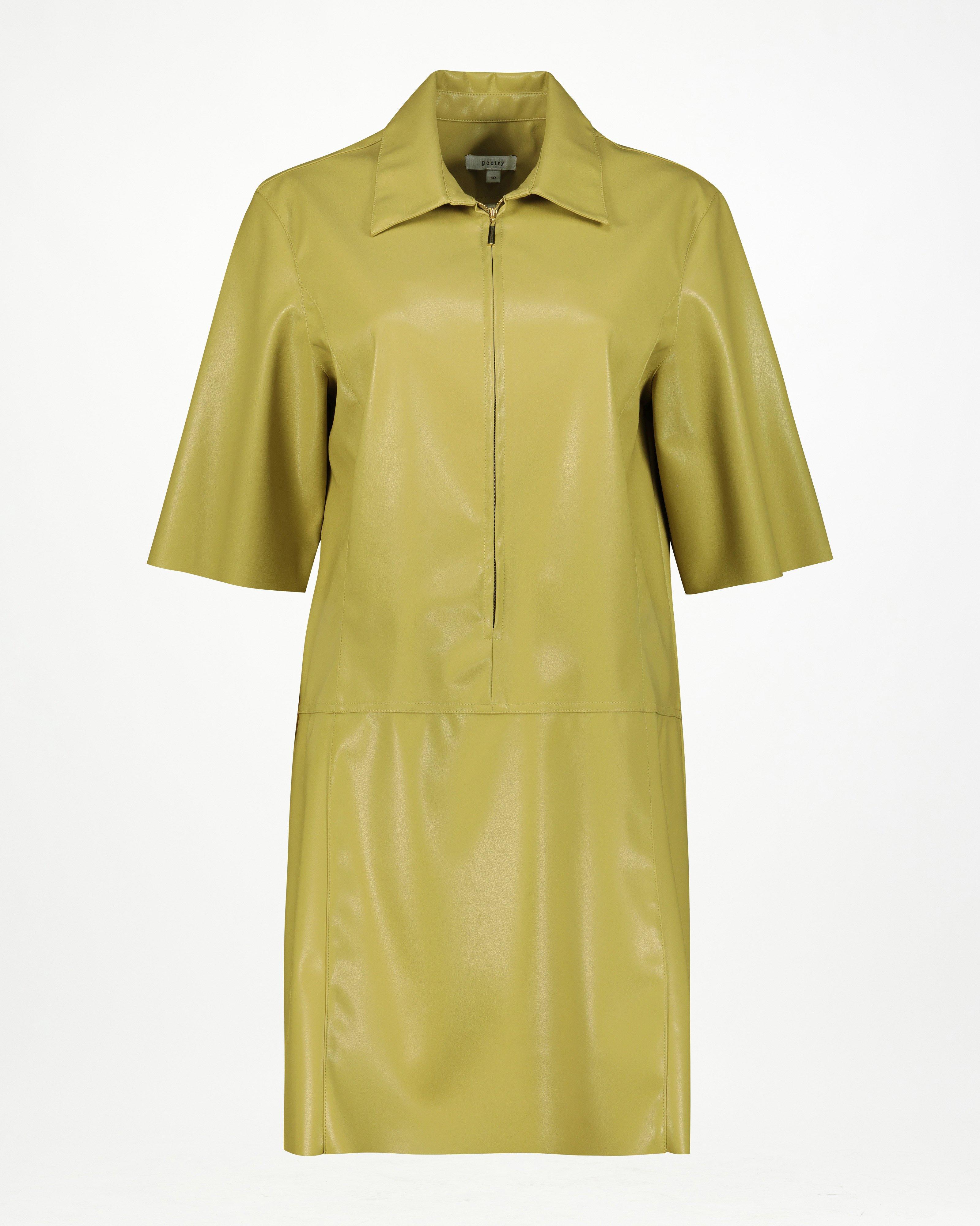 Jolie Faux Leather Mini Dress -  Light Green