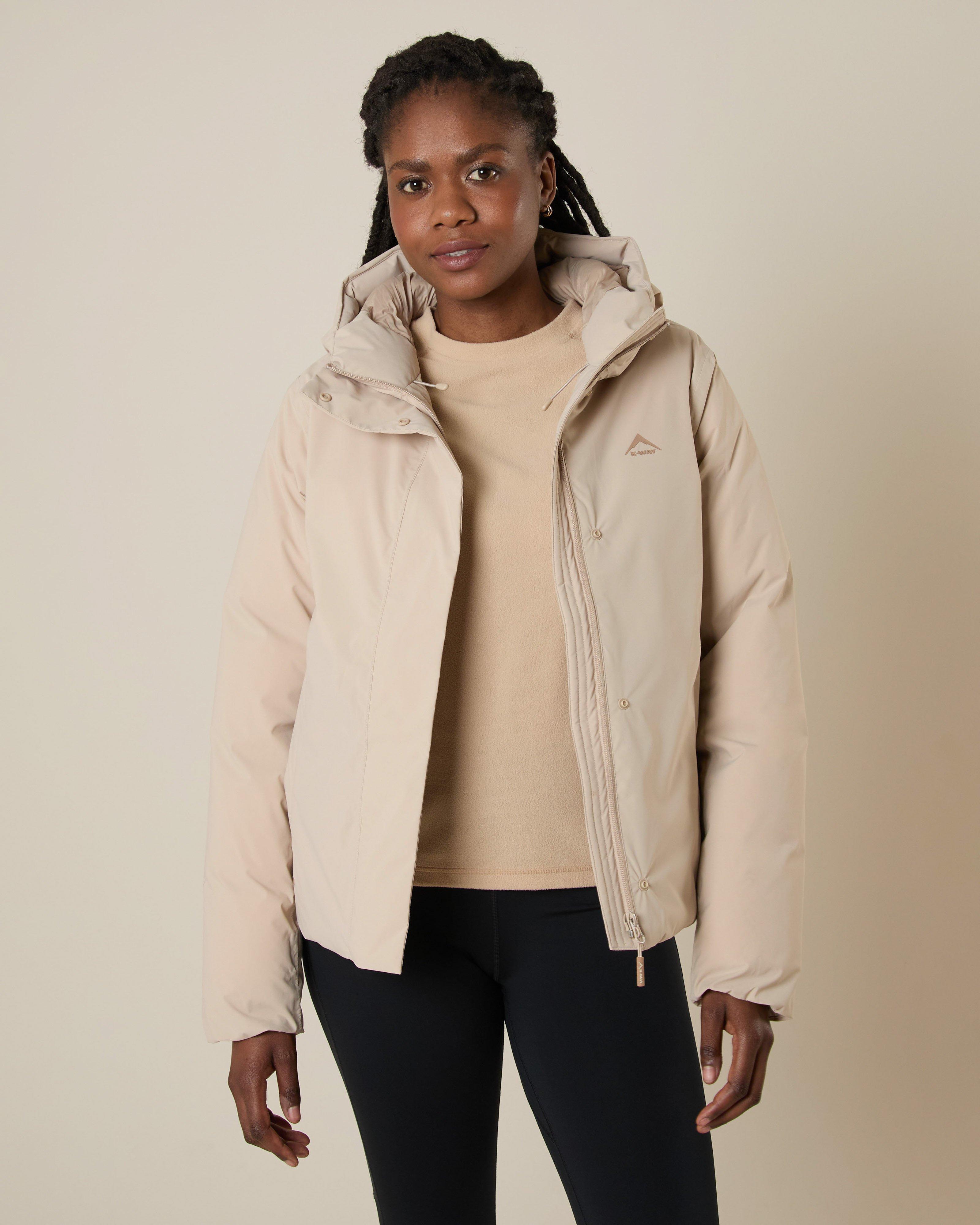 K-Way Women's Sleet Waterproof Down Puffer Jacket  -  Stone
