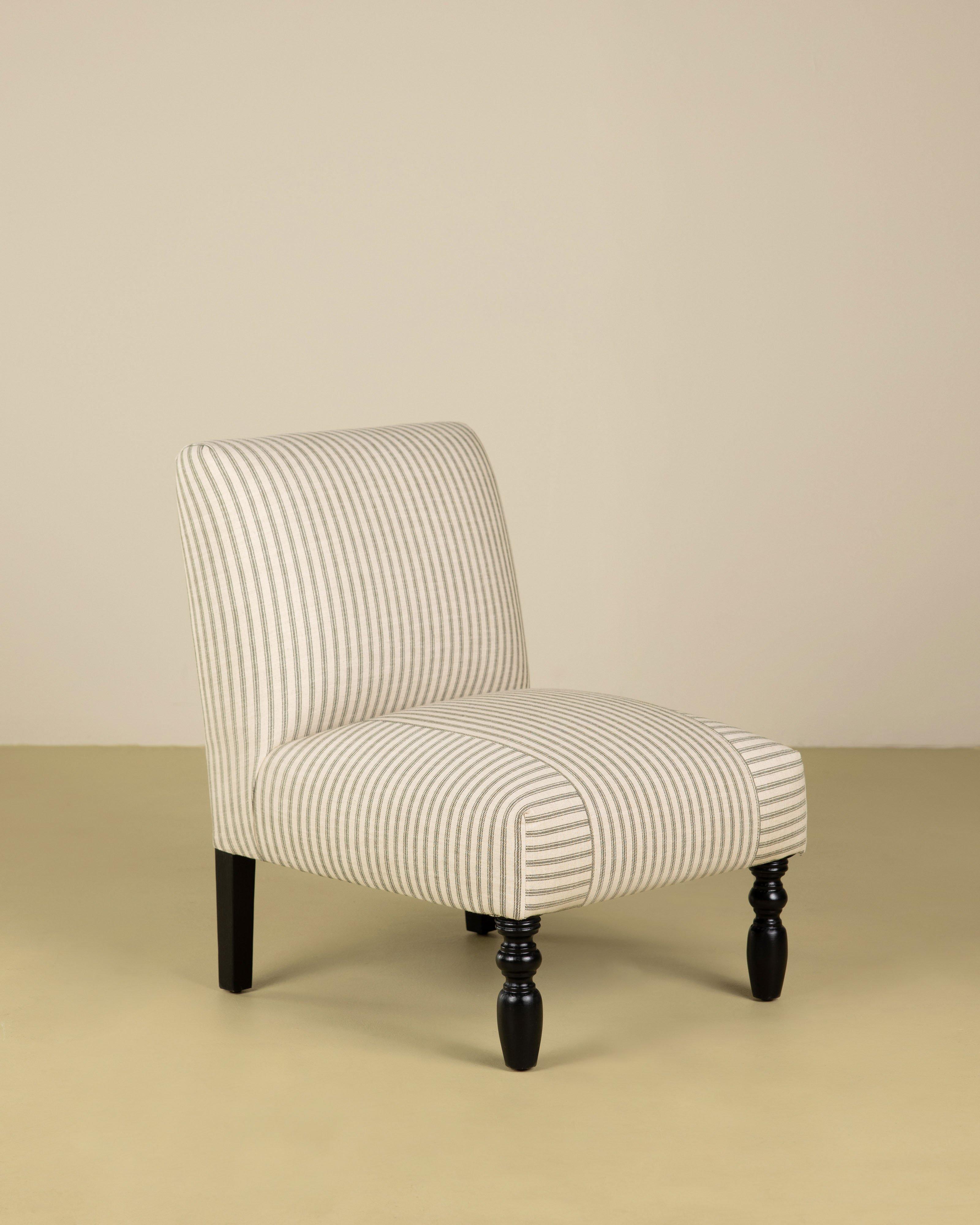 Lori Stripe Slipper Chair -  Olive