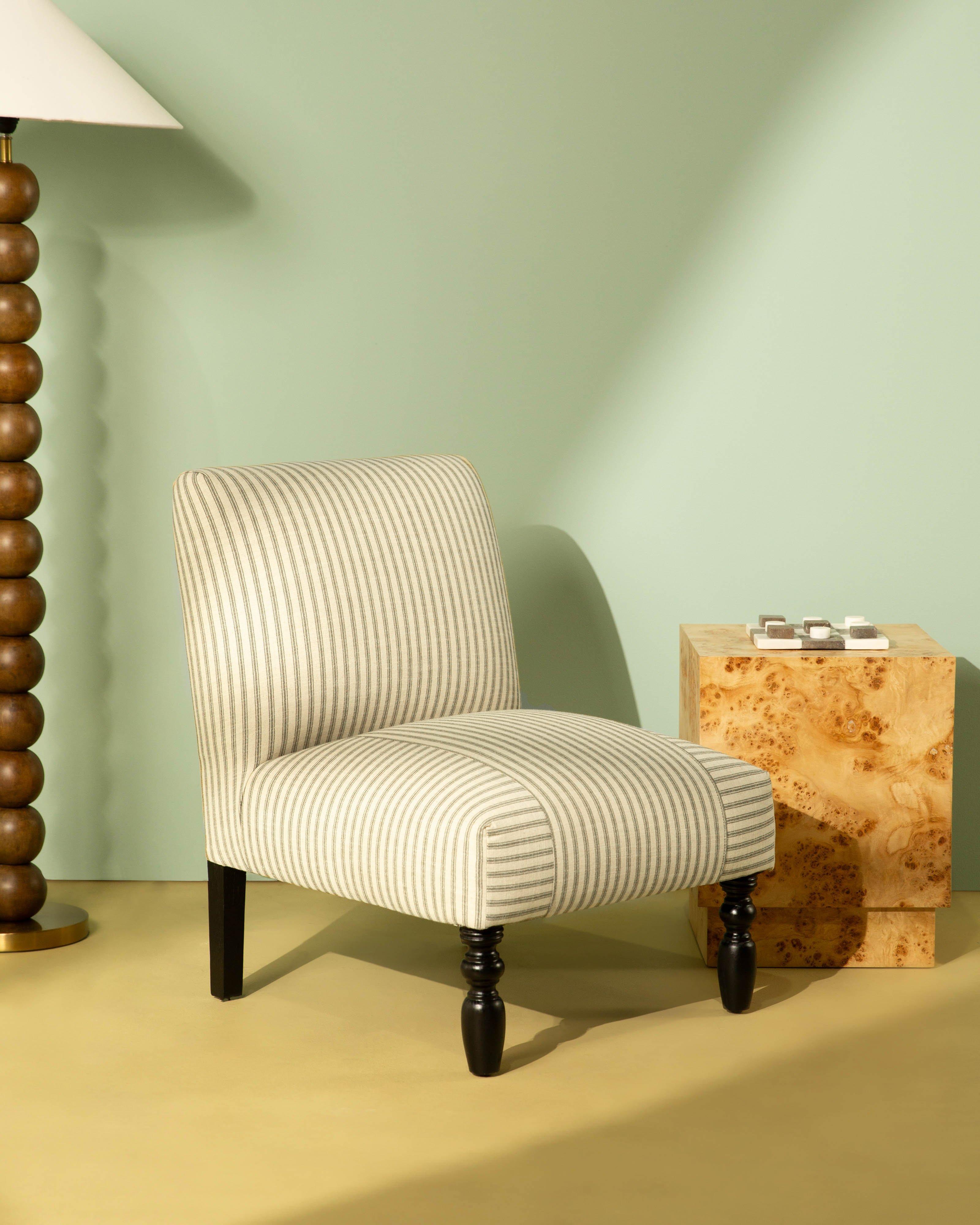 Lori Stripe Slipper Chair -  Olive