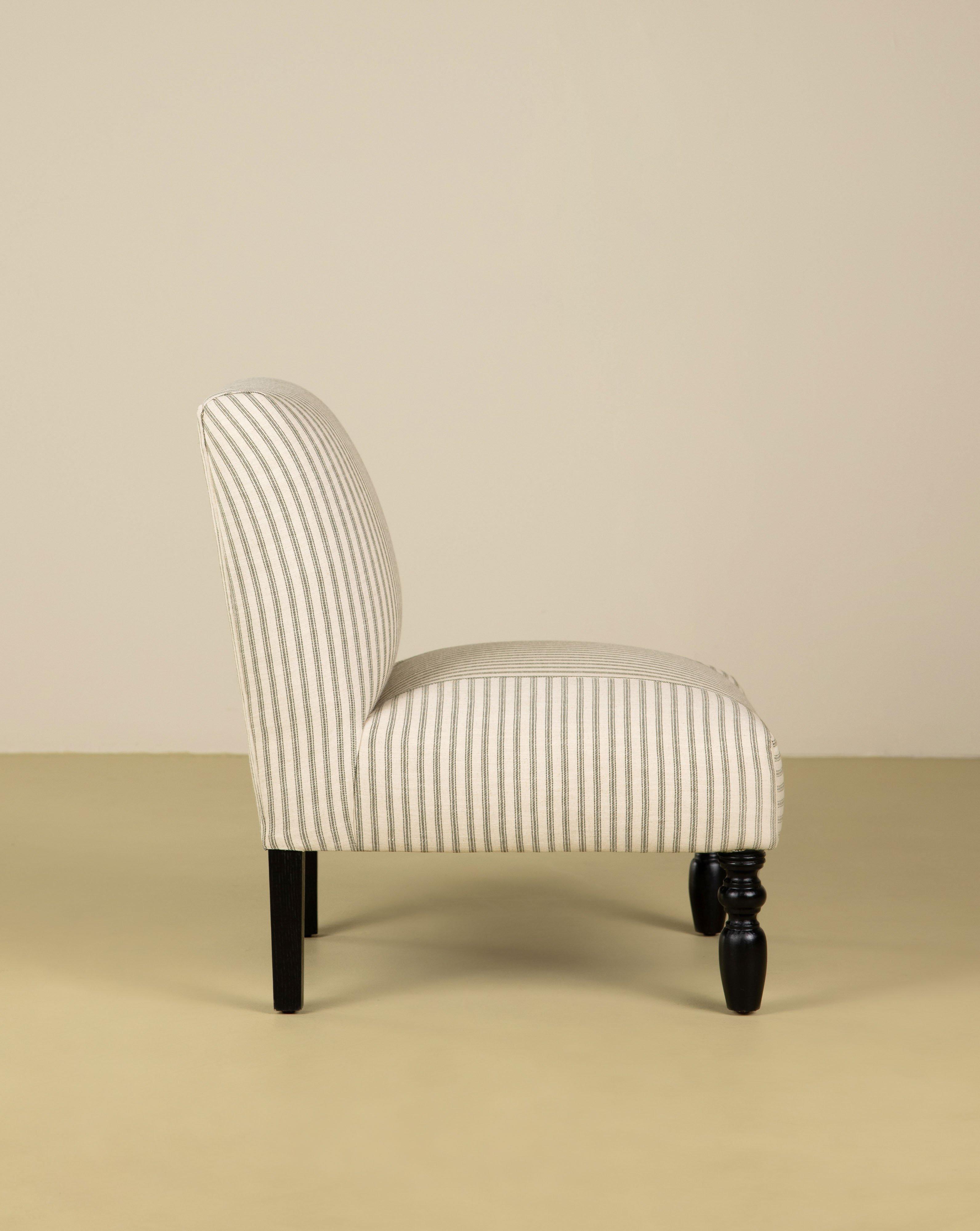 Lori Stripe Slipper Chair -  Olive