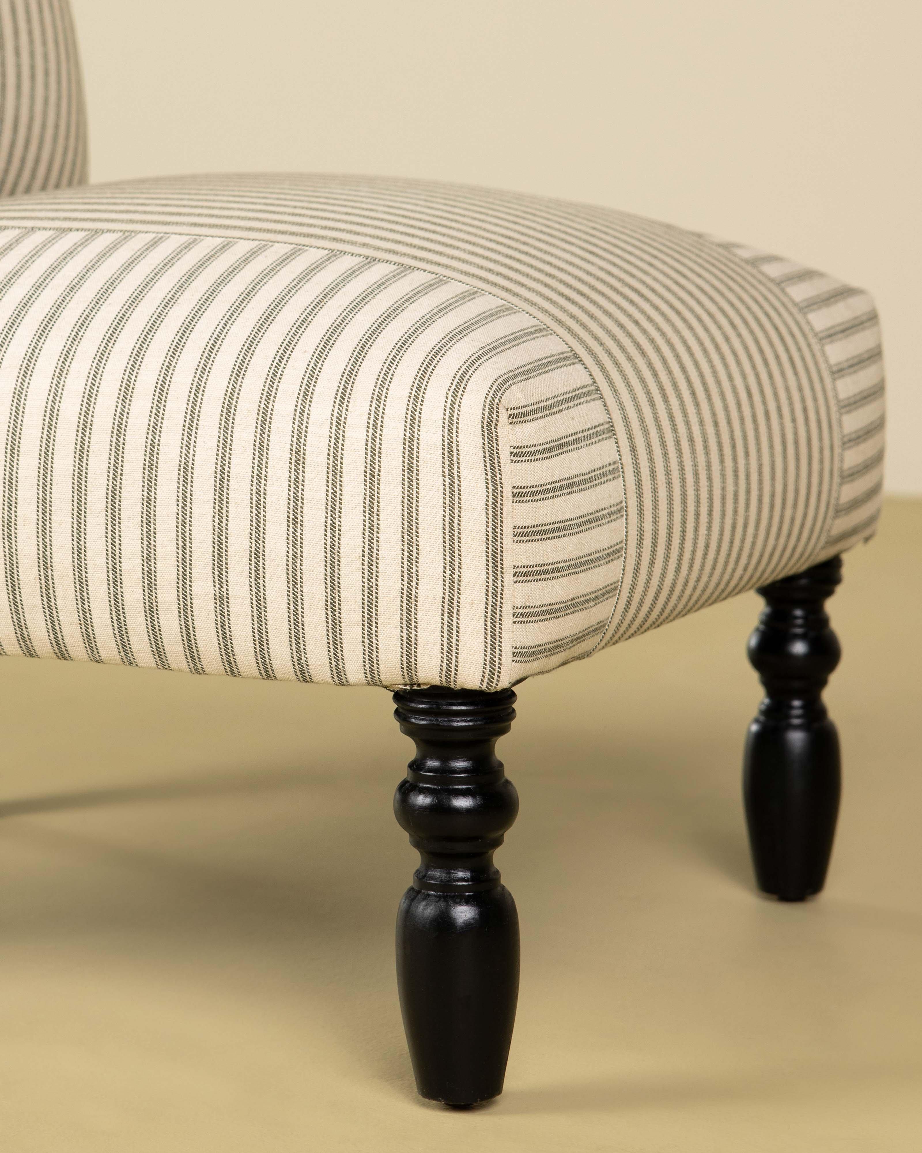 Lori Stripe Slipper Chair -  Olive