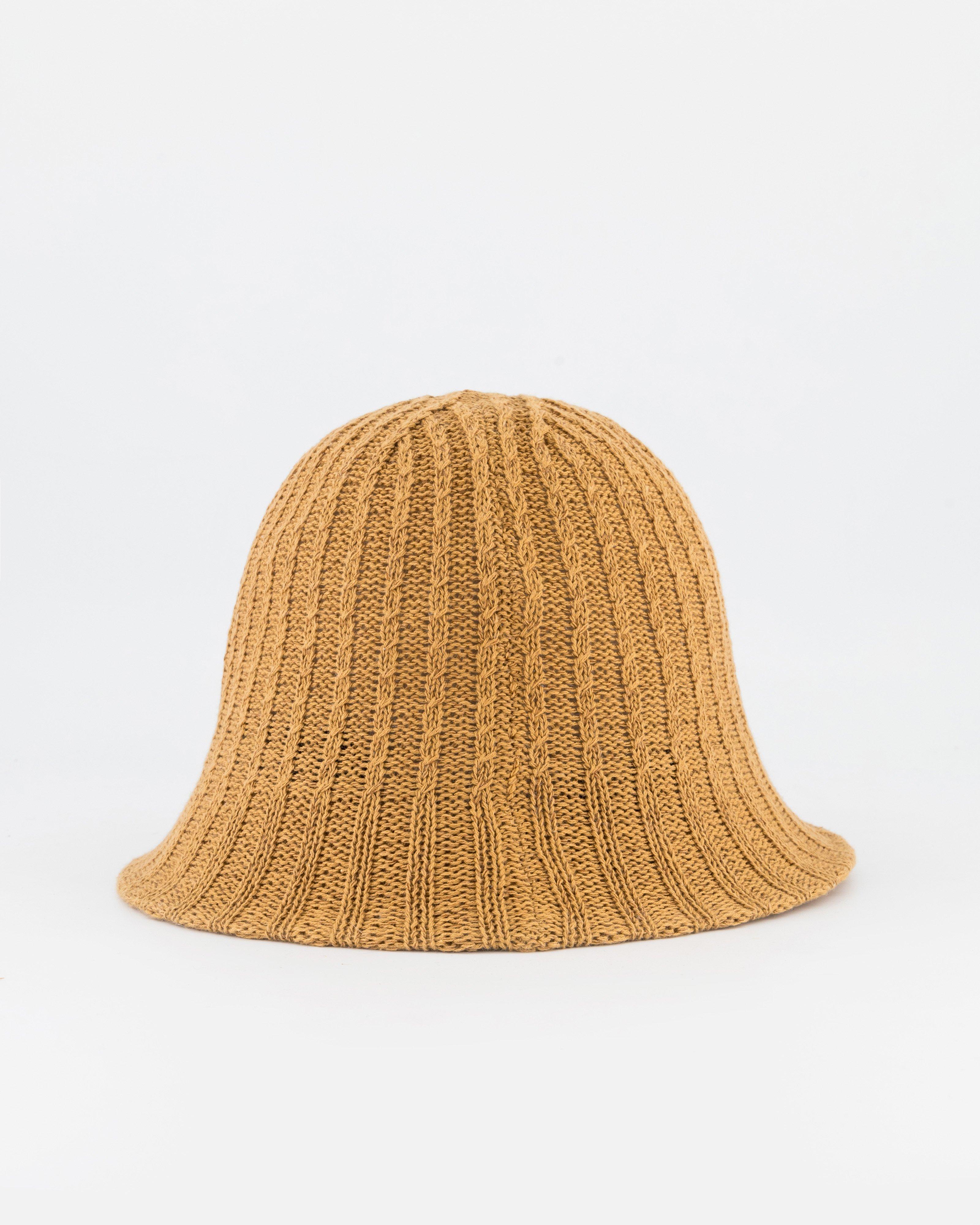 Sierra Ribbed Knit Bucket Hat -  Brown