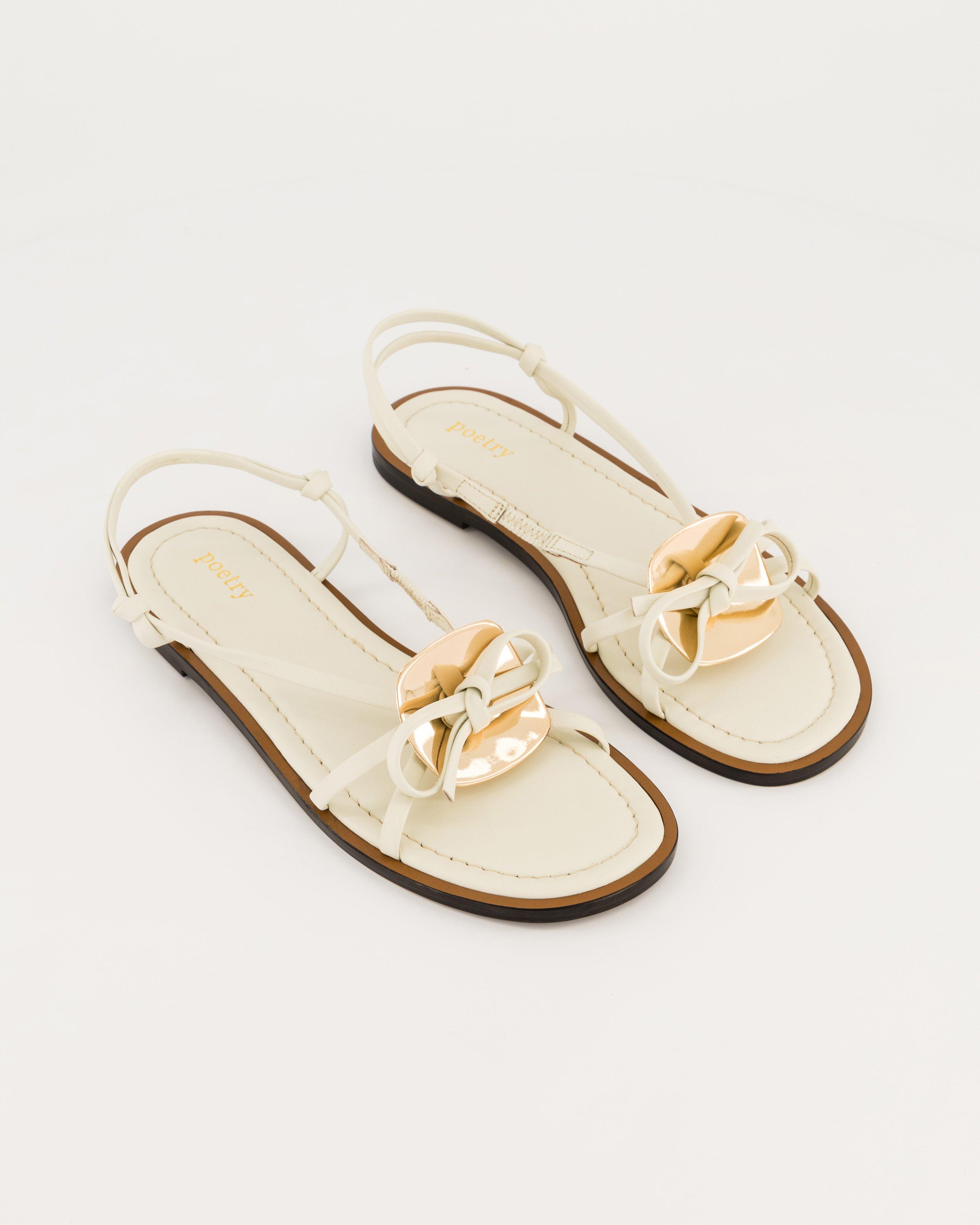 Thalia Metal Accent Strappy Sandal -  White