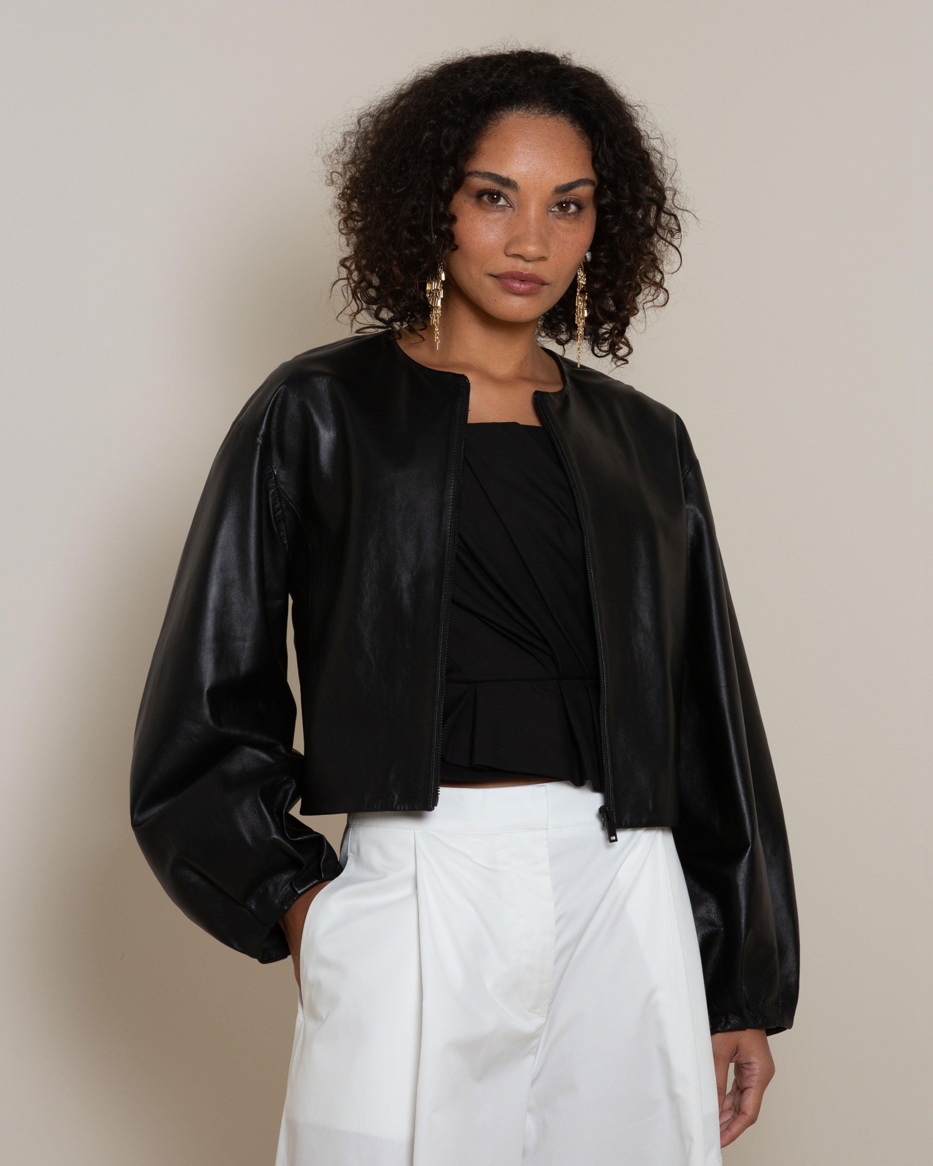 Ayva Leather Jacket -  Black