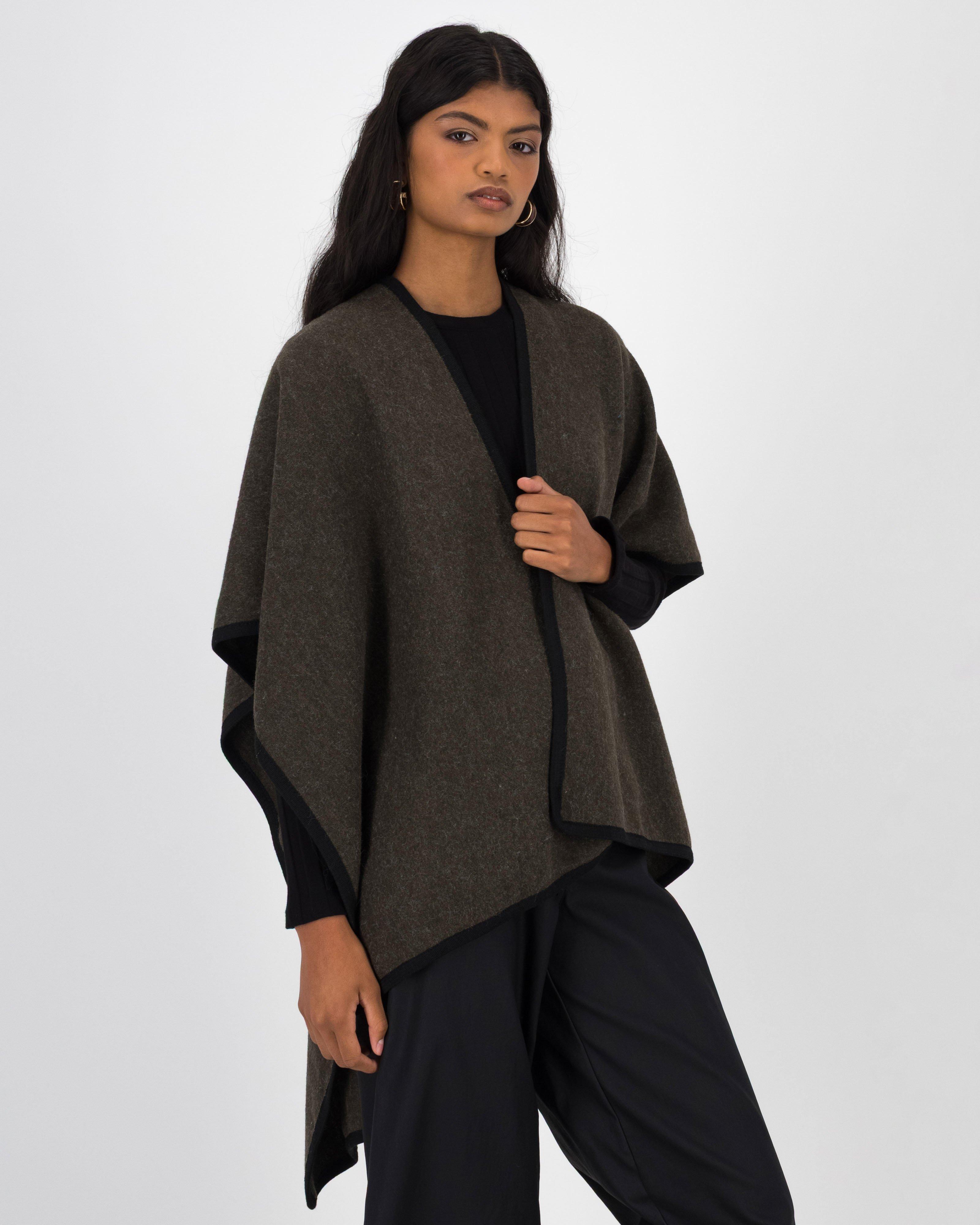 Dhalia Wool Blend Cape -  Green
