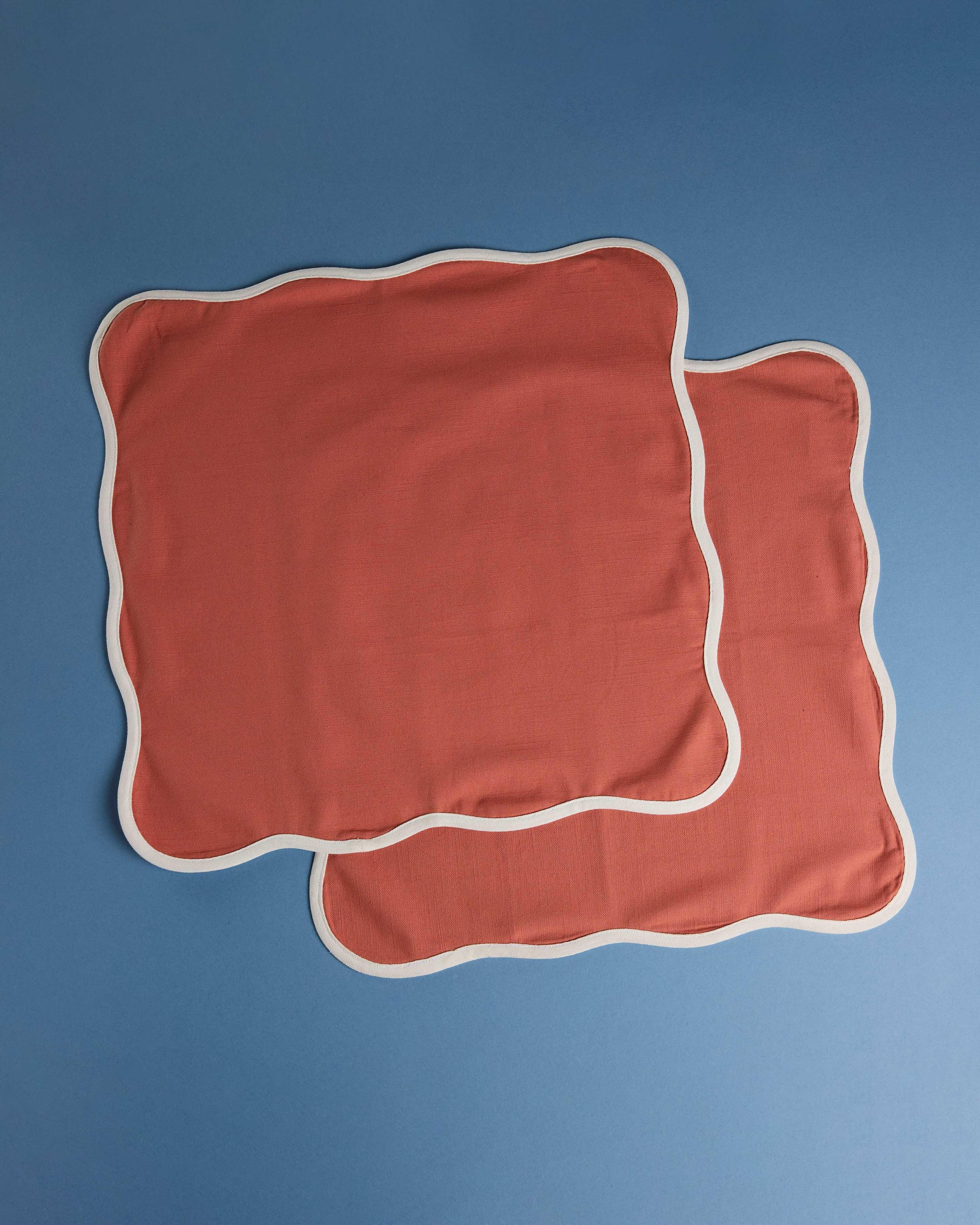 Jax Scalloped Edge Napkin Set -  Rust