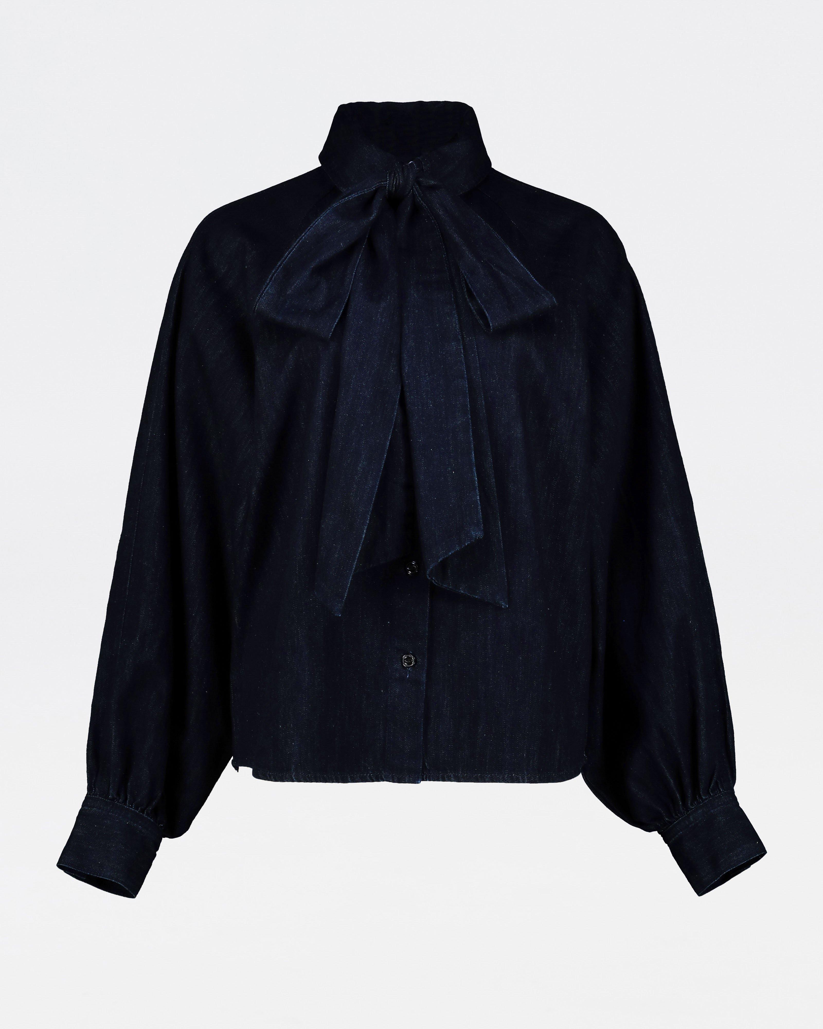 トップス BELPER DENIM BOWTIE BLOUSE (BLACK) BELPER DENIM BOWTIE BLOUSE (BLACK)