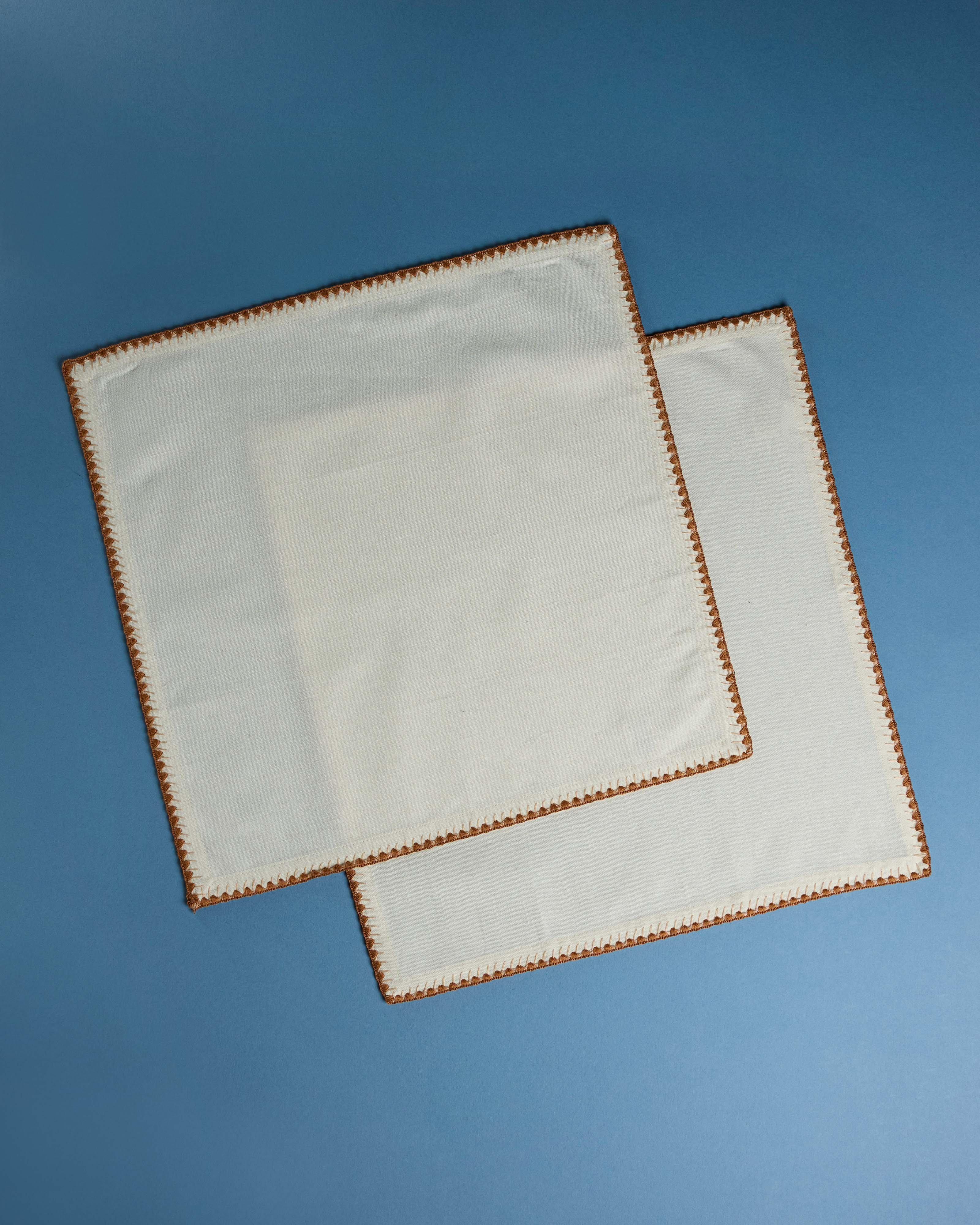 Suzie Lace Edge Contrast Napkin Set -  Milk