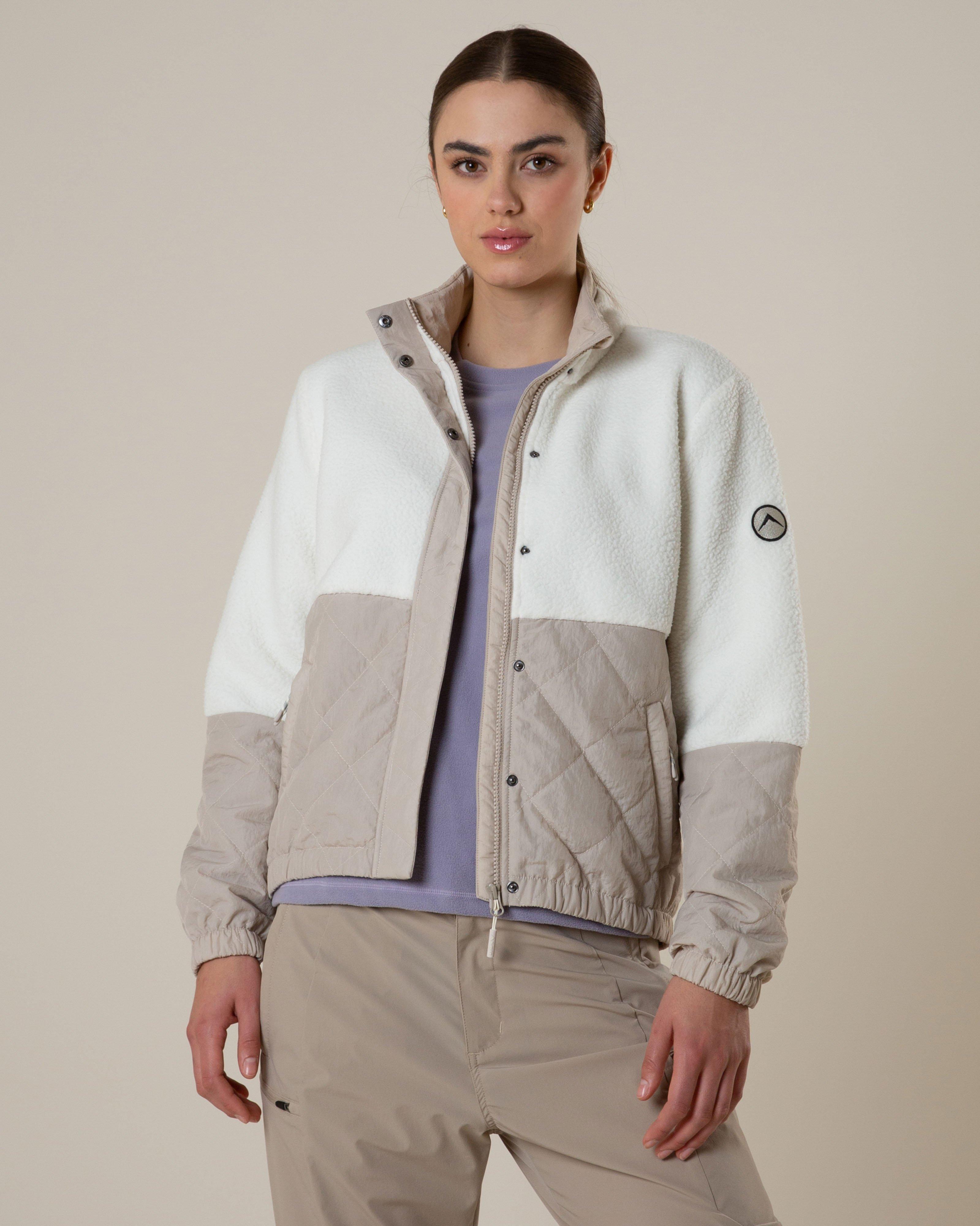 K-Way Women’s Alyssa Hybrid Borg Fleece Jacket -  Oatmeal
